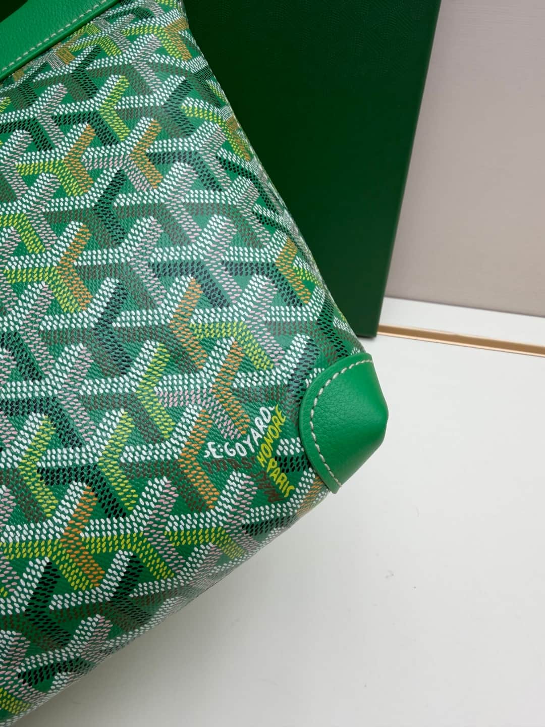 Goyard Conti pouch Goyardine canvas and Chevroches Calfskin Green High