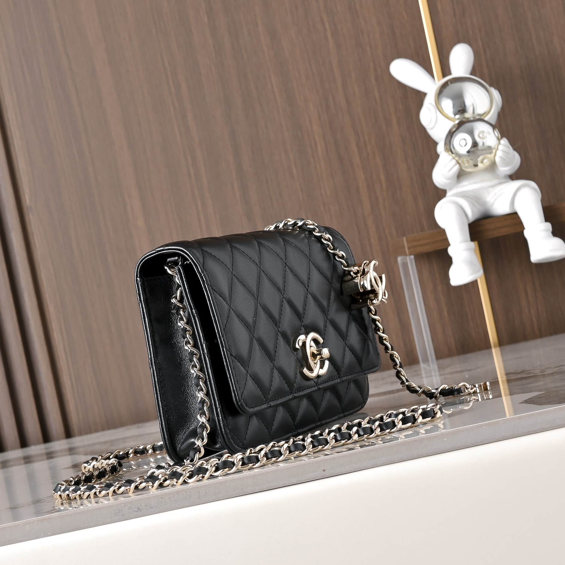 Chanel Wallet on Chain Quilted Leather & Gold-Tone Metal Black AP3938 High