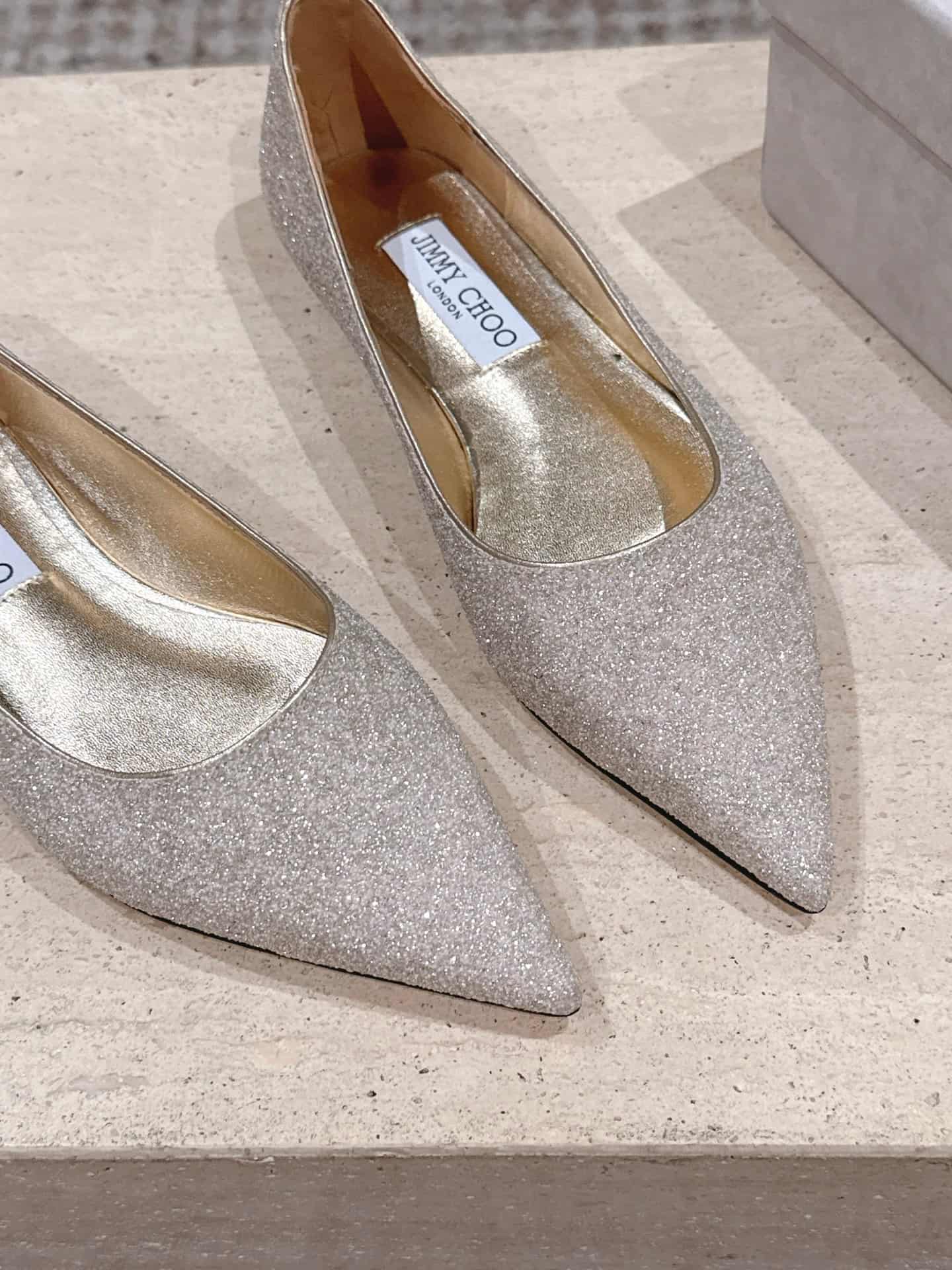 Jimmy Choo Romy Dusty Glitter Flats