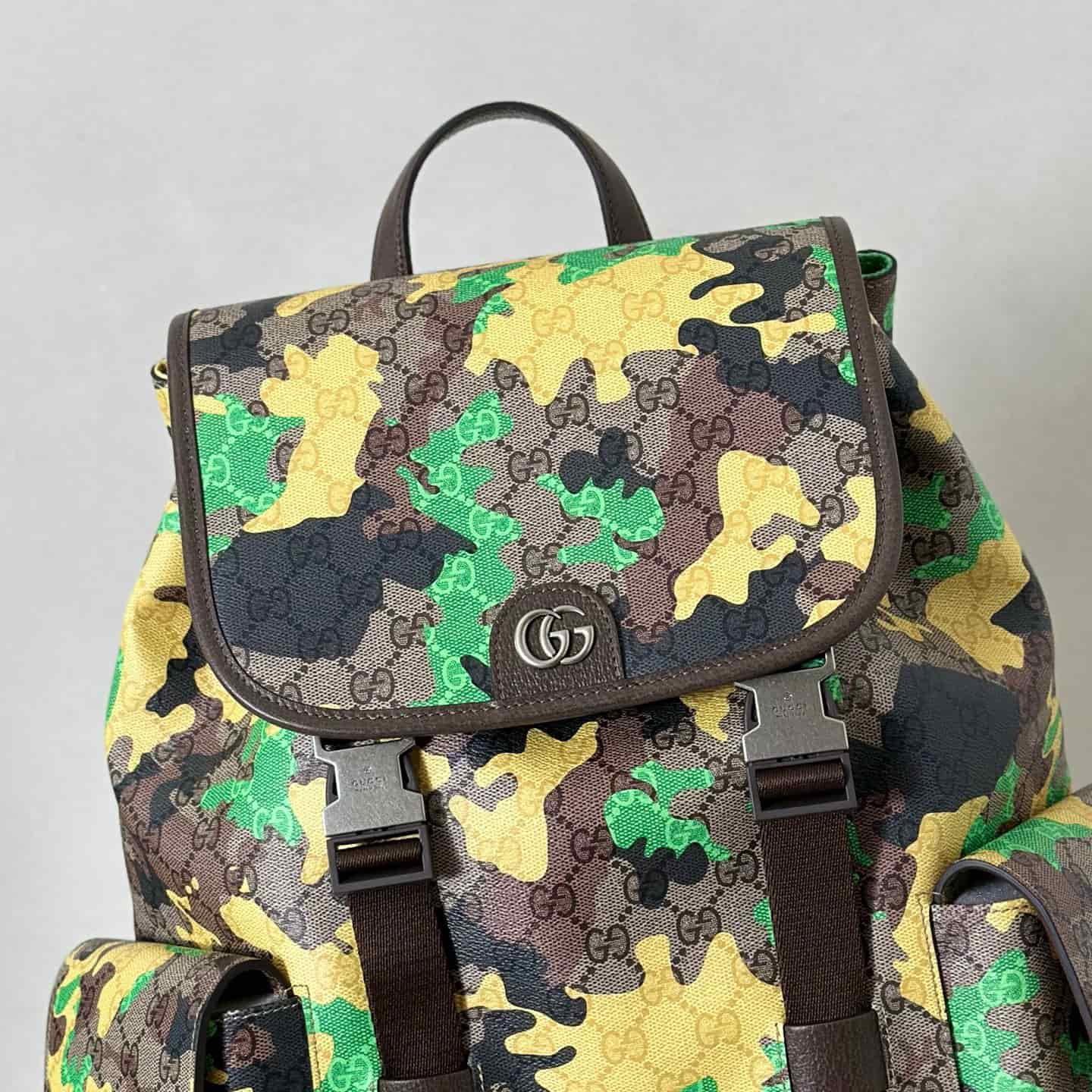 Gucci Ophidia Large Backpack Yellow Camouflage 839110 High