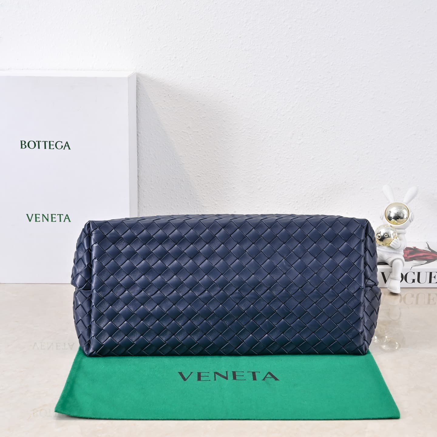 BV Andiamo Large Top handle bag Dark Blue Silver Metal High