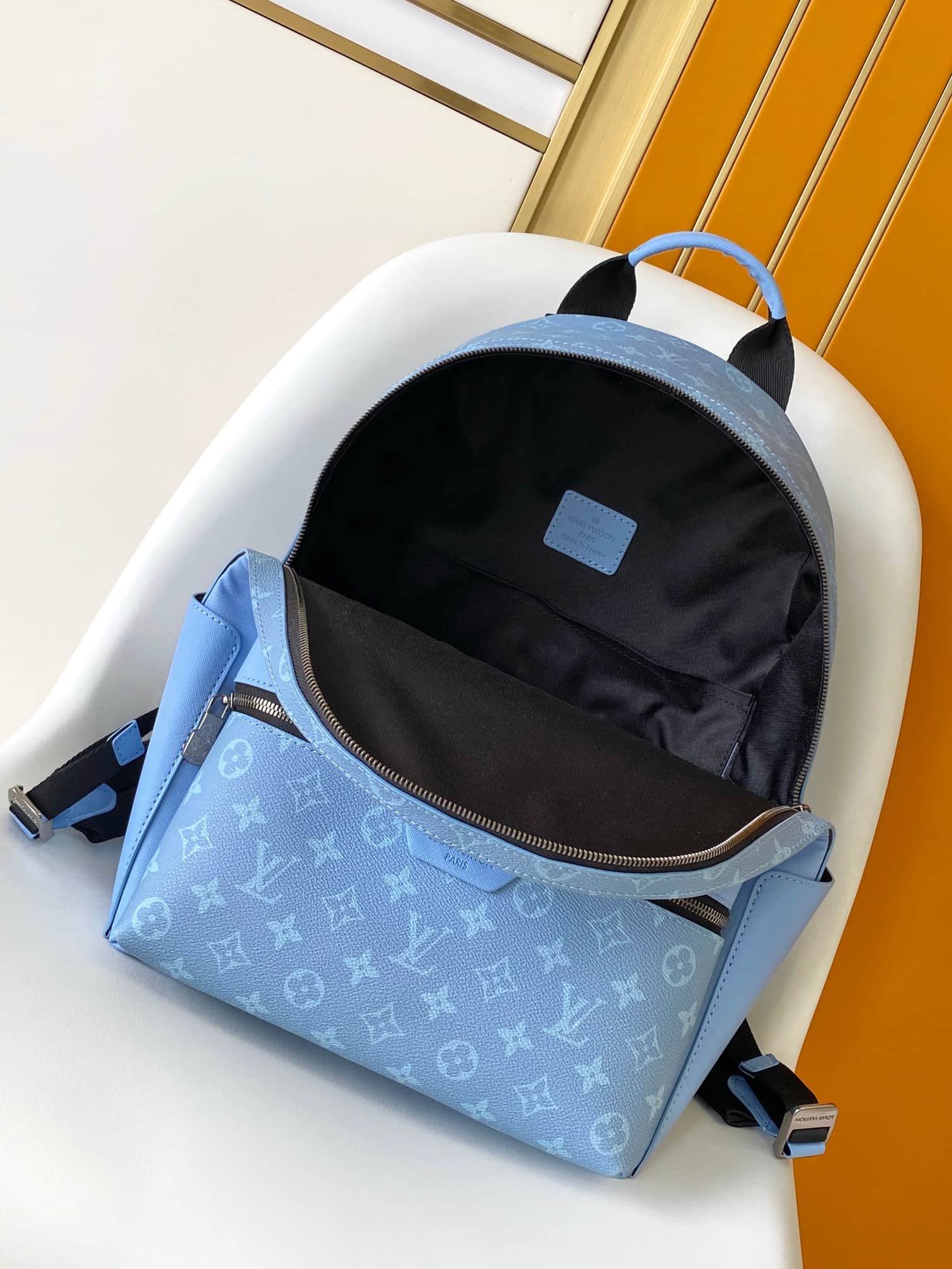 Louis Vuitton Taigarama Discovery Backpack Blue Denim M14072 High