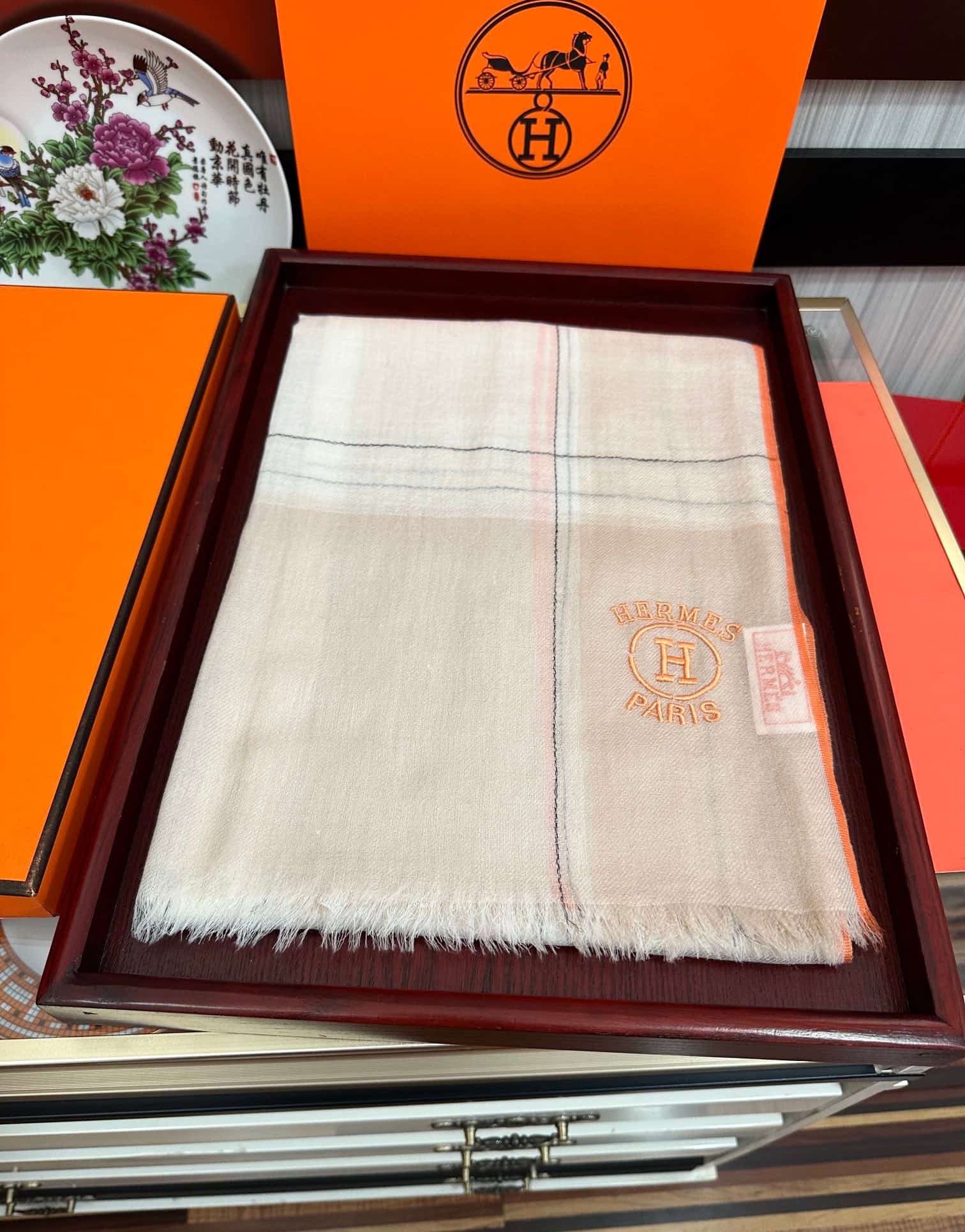 Hermes Libris stole cashmere and silk