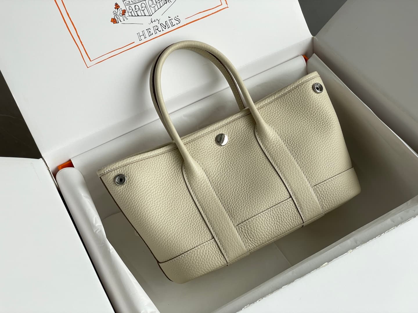 Hermes Garden Party 23 bag in Craie Togo Leather WAX High