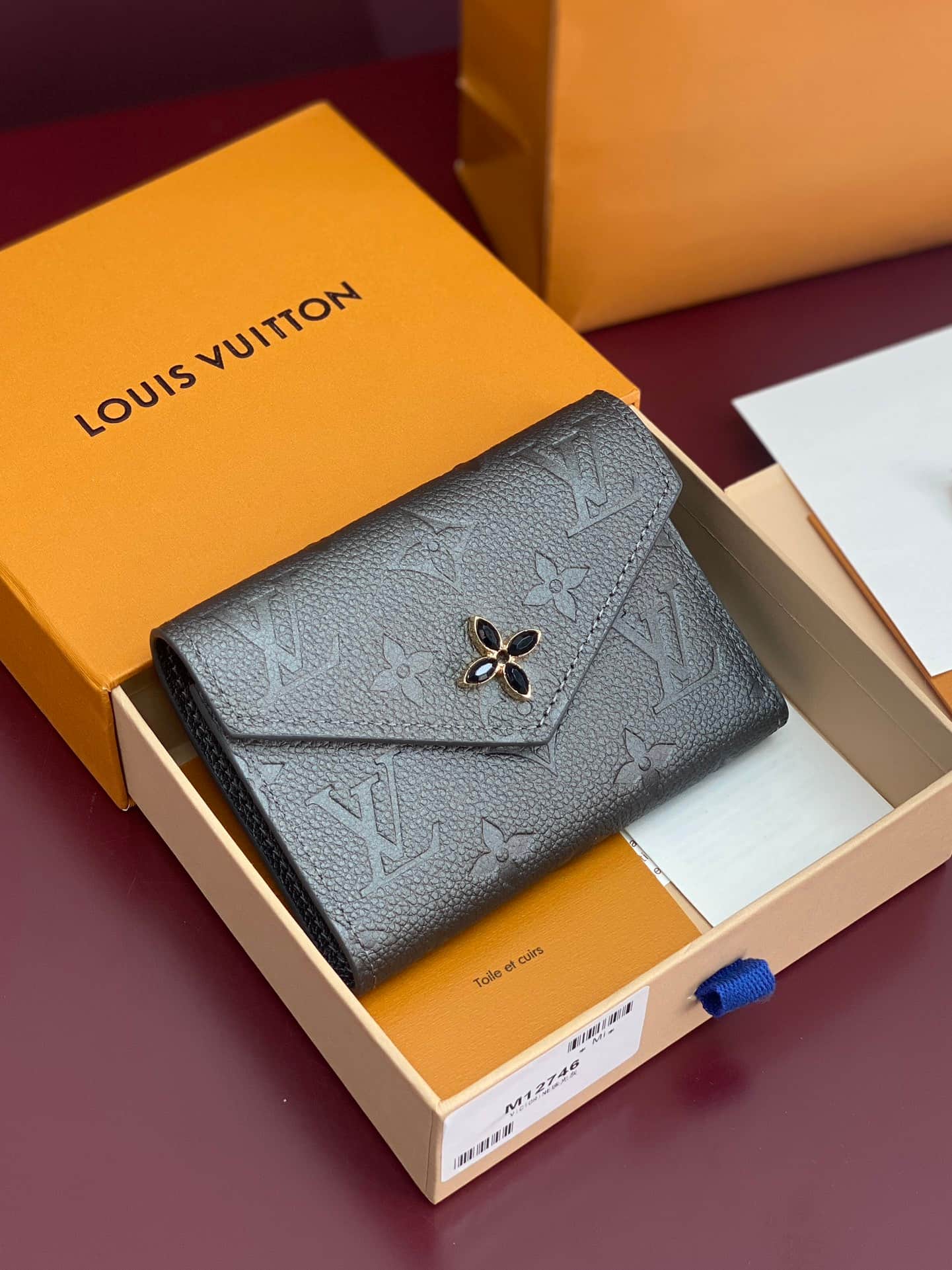 Louis Vuitton Victorine Wallet Embossed supple grained cowhide leather M12746 Gun Metal High