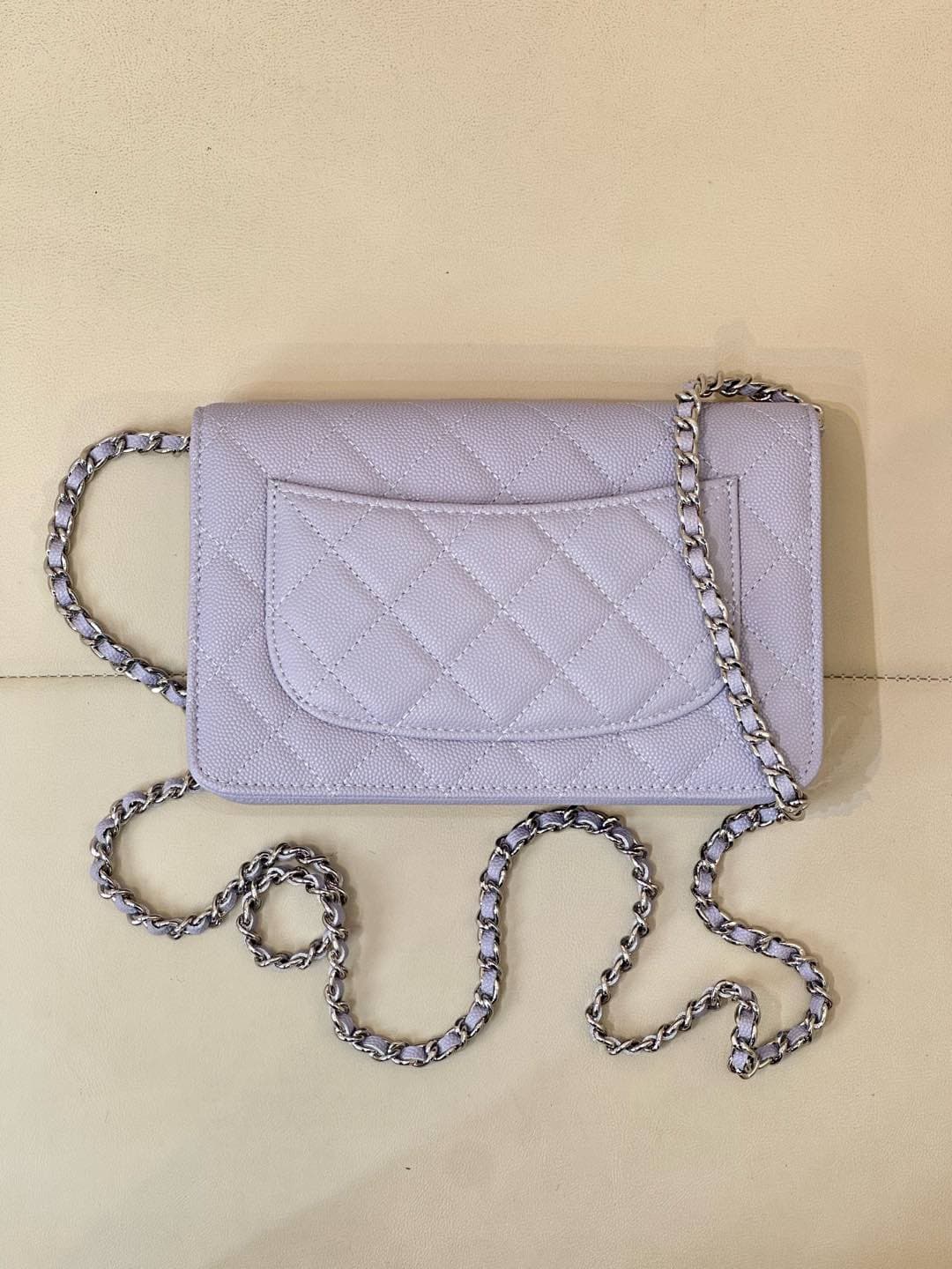 Chanel Wallet on Chain Grained Calfskin& Sliver-tone Metal AP0250 Purple TOP