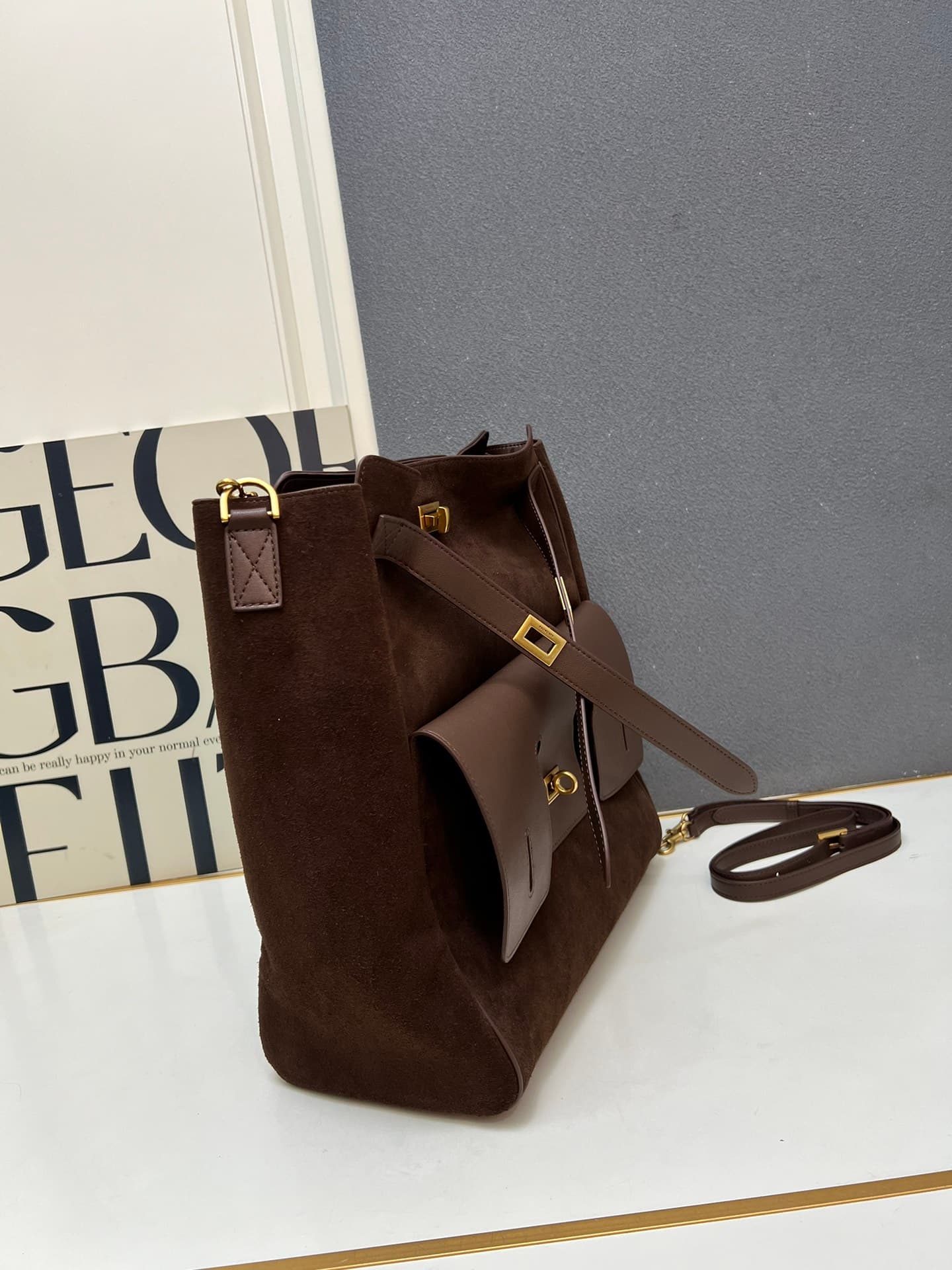Balenciaga Bel Air Carry All Bag in brown suede and leather 1W8806 High