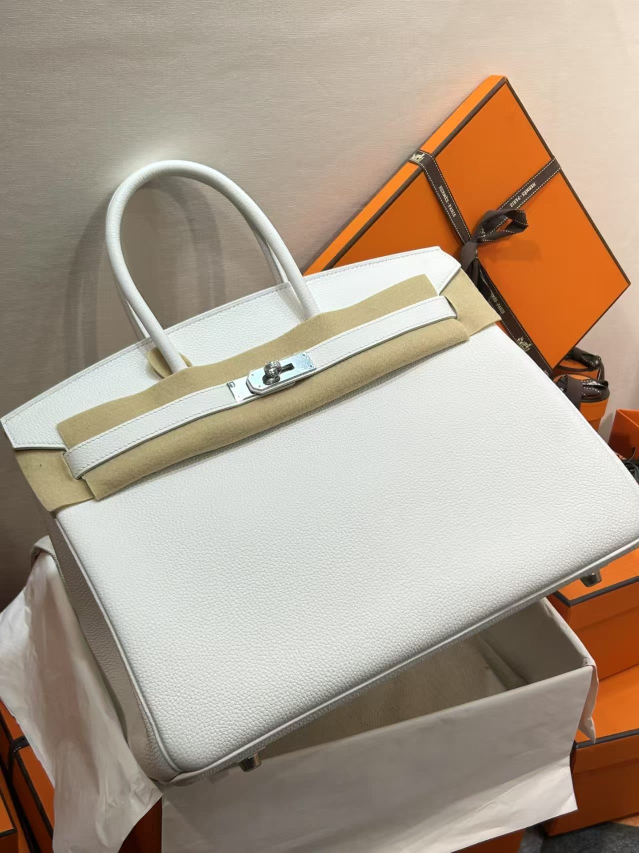 Hermes Birkin 25/30/35cm Bag Togo Leather WAX High White Customizing Style