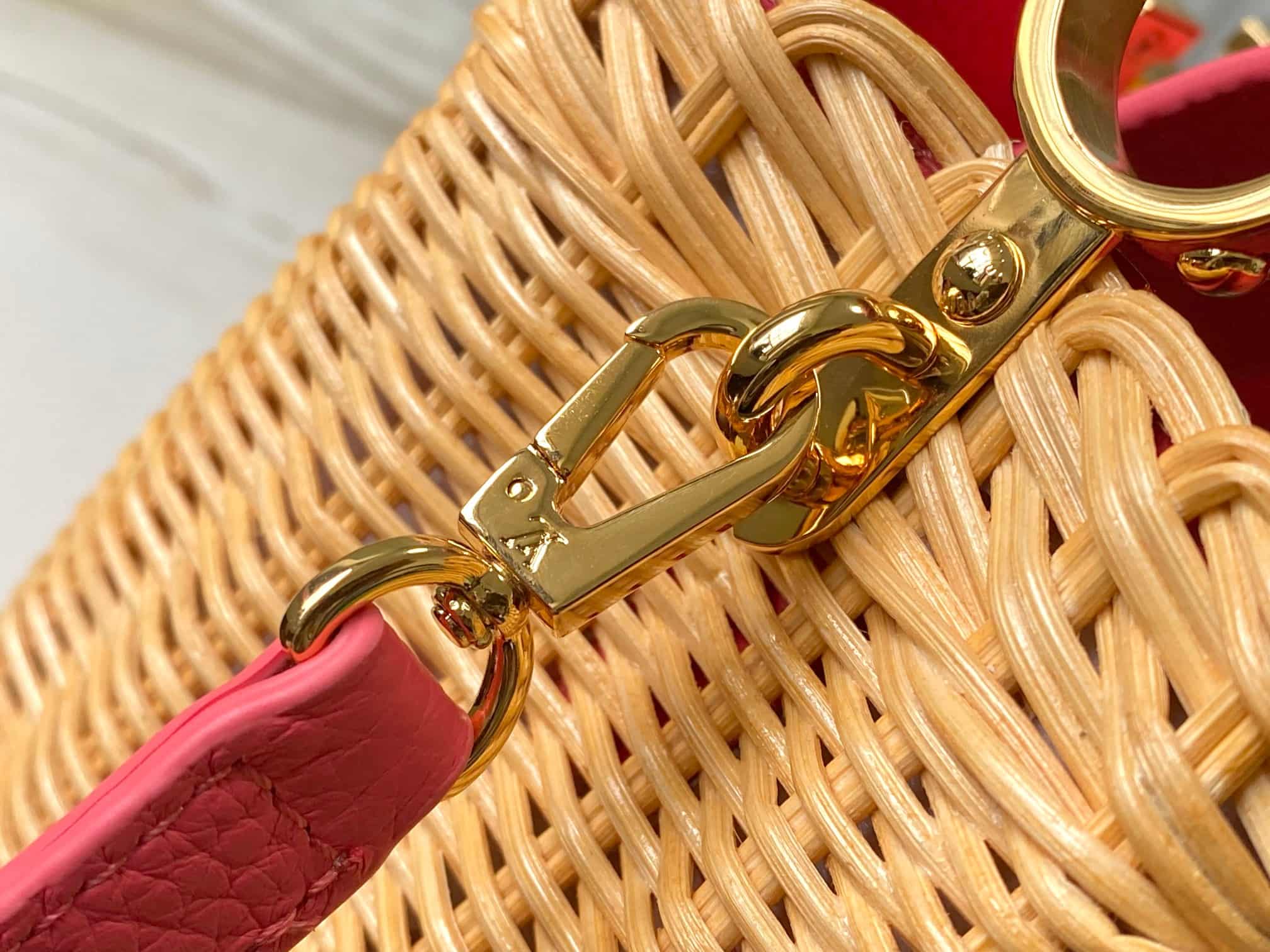 Louis Vuitton Capucines Mini Rattan and cowhide leather M26005 Pink Top