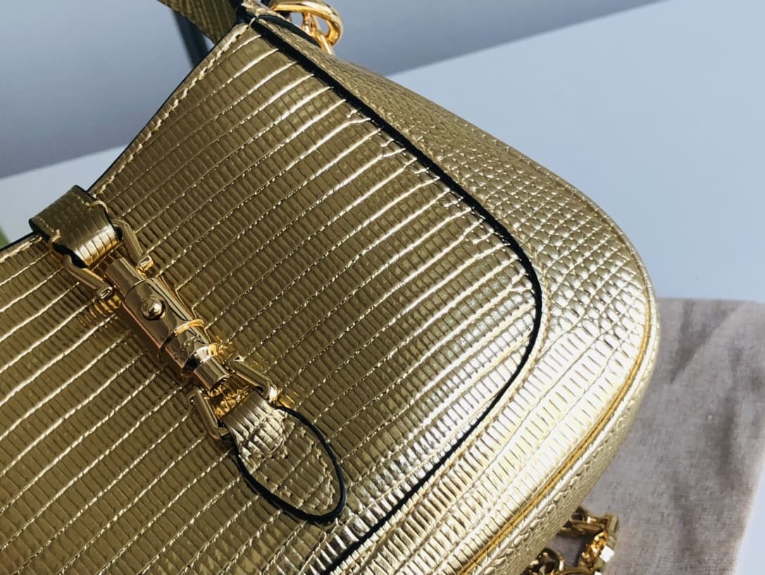 Jackie 1961 mini shoulder bag 675799 Lizard Gold High