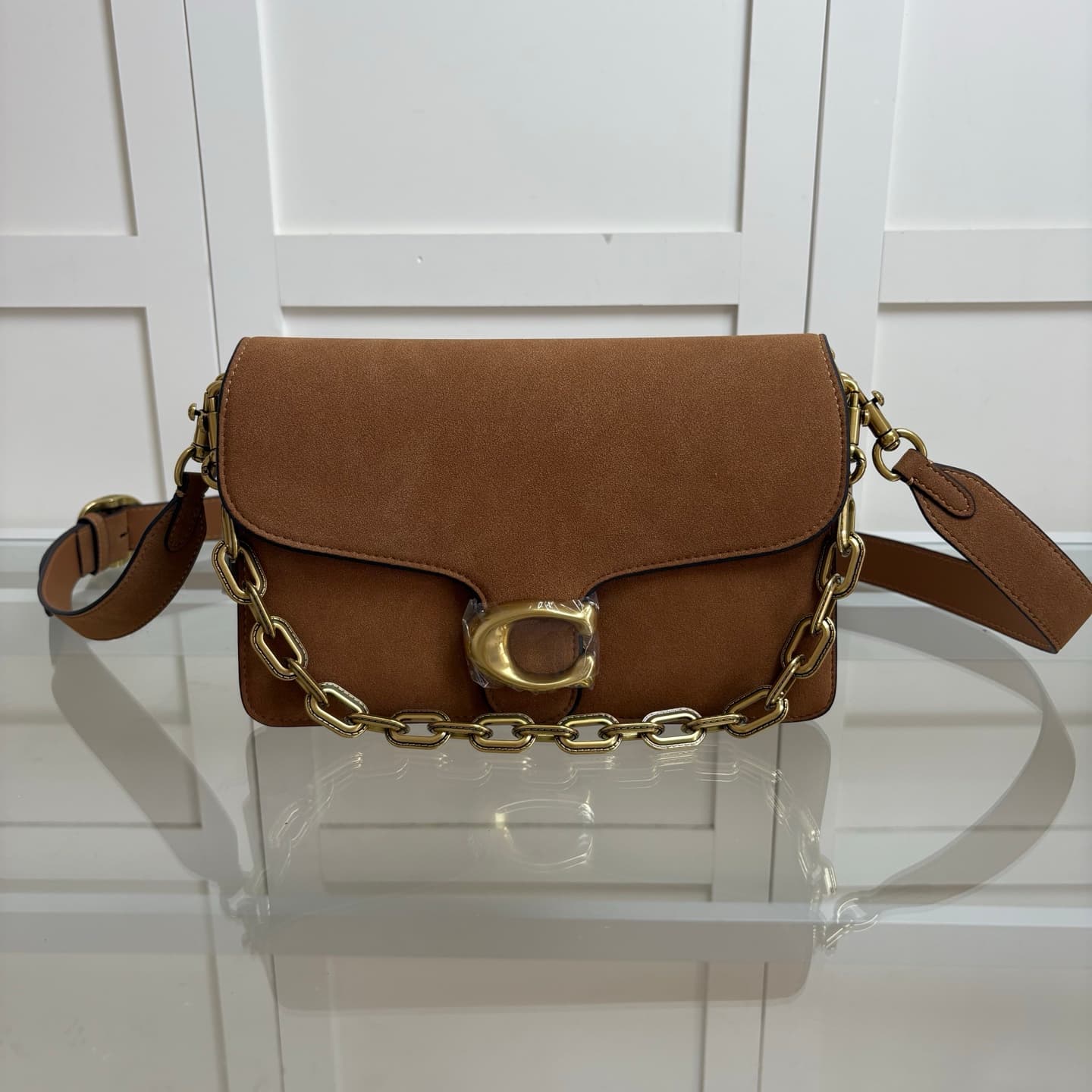 Coach Small Chain Tabby Shoulder Bag  Brown Suede High