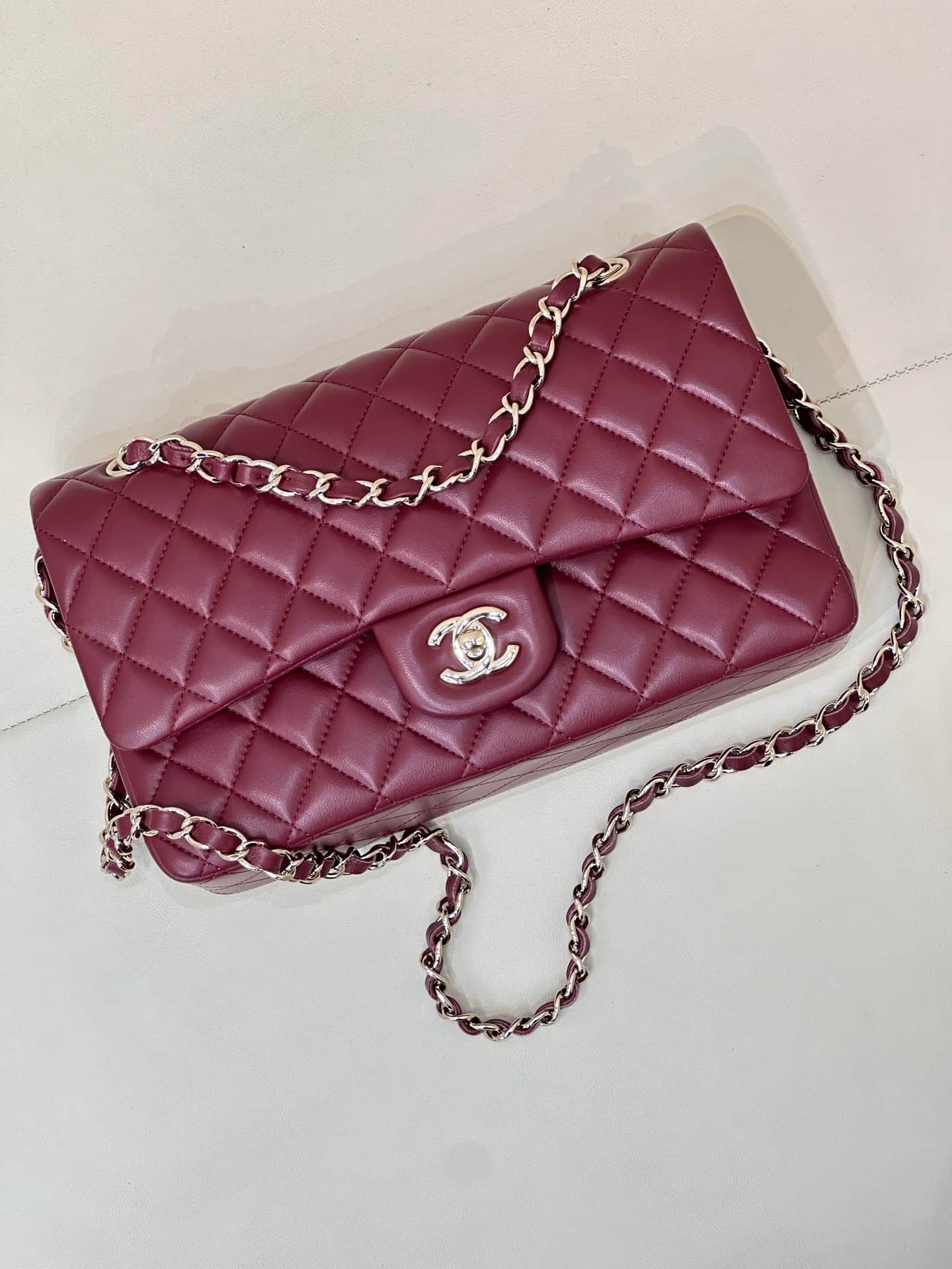 Chanel Medium CLASSIC HANDBAG Lambskin Gold-Tone Metal Dark Brown TOP