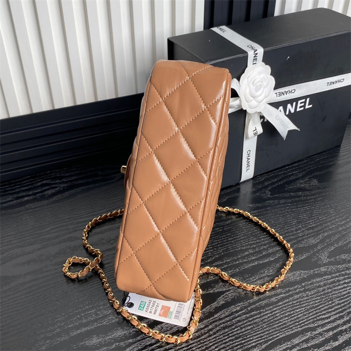 Chanel FLAP BAG WITH TOP HANDLE AS5043 Shiny Lambskin Nude A
