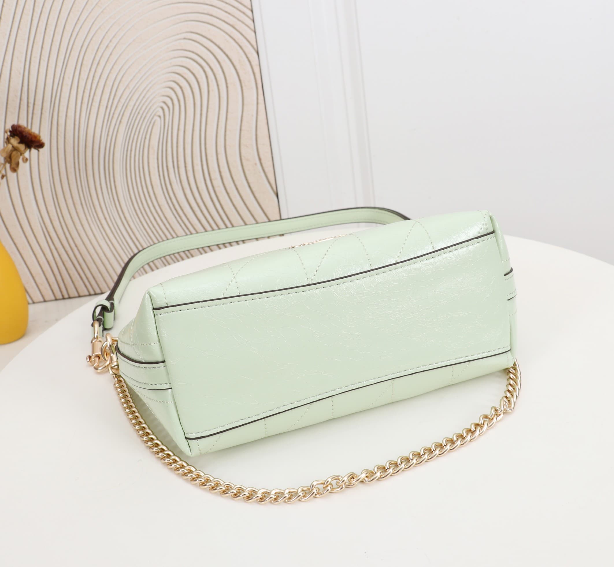 Coach Caitlin Shoulder Bag With Quilting Glazed leather/Gold/Green High