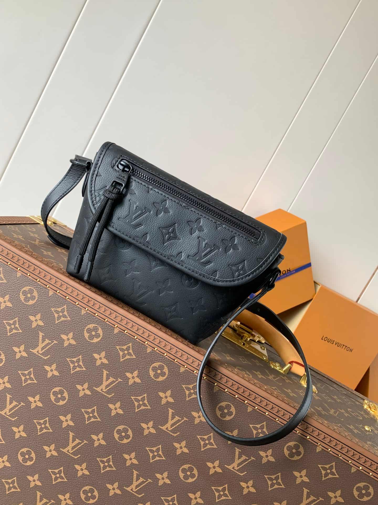 Louis Vuitton Pulse Wearable Wallet Black Monogram Shadow embossed cowhide leather M12636 High