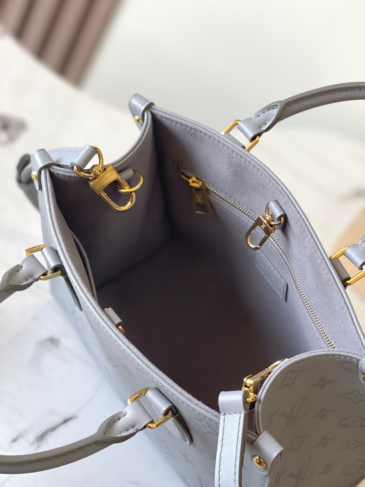 Louis Vuitton OnTheGo PM Trianon Gray Calfskin leather M12465 TOP