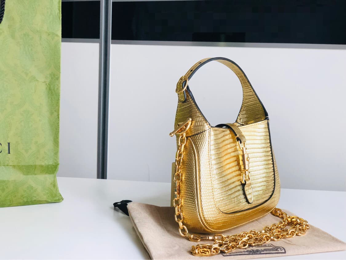 Jackie 1961 mini shoulder bag 675799 Lizard Gold High