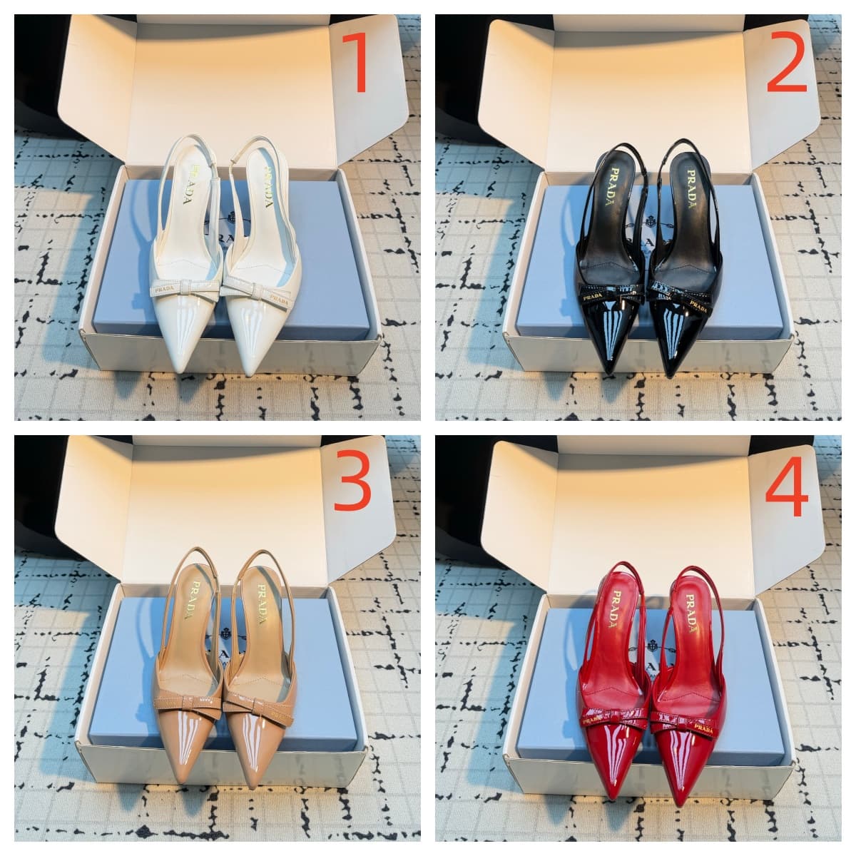 Prada Bow Pointed Toe Slingback Pumps Women