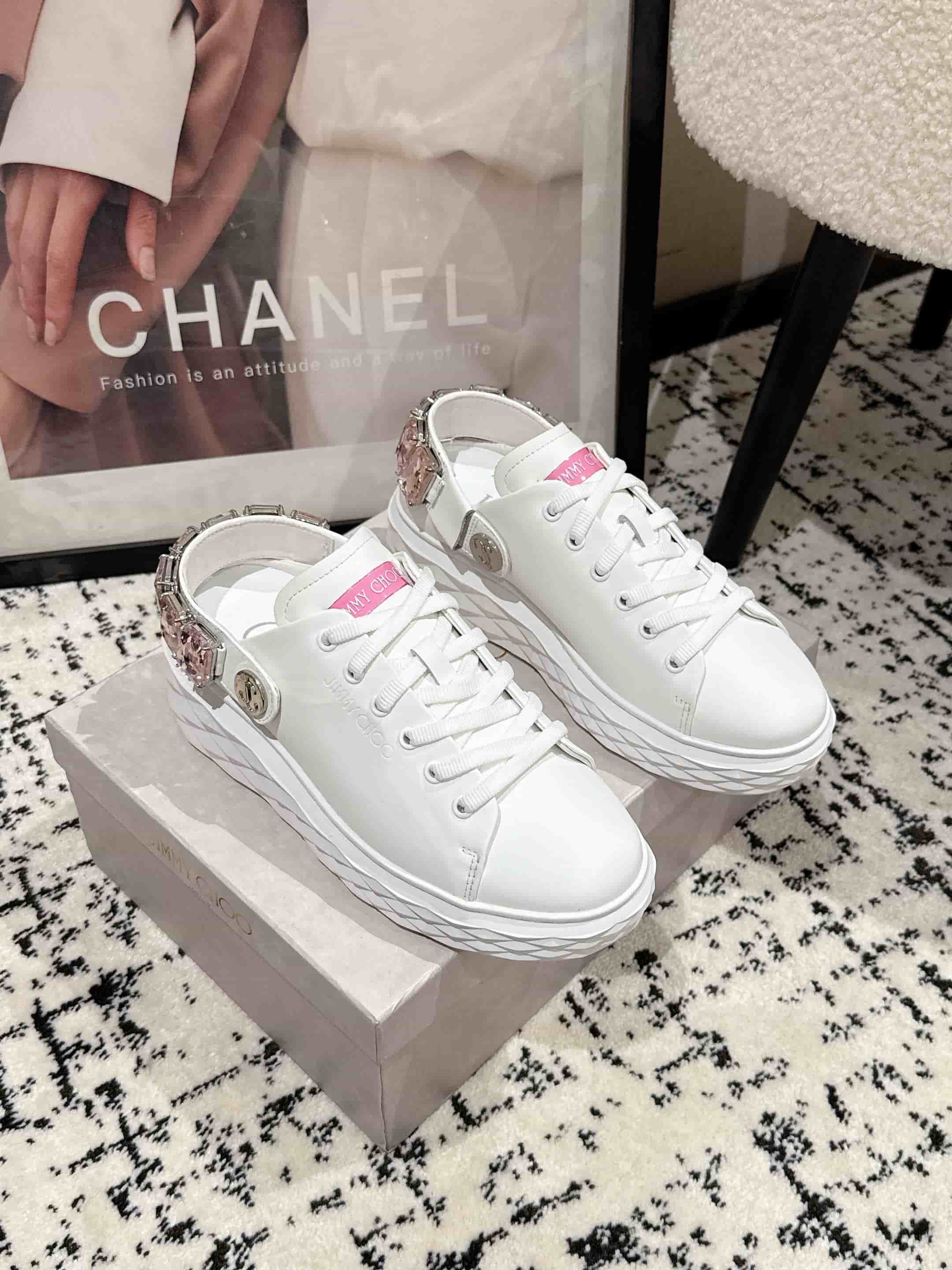 Jimmy Choo Diamond Maxi Crystal Nappa Leather Trainer shoes Women
