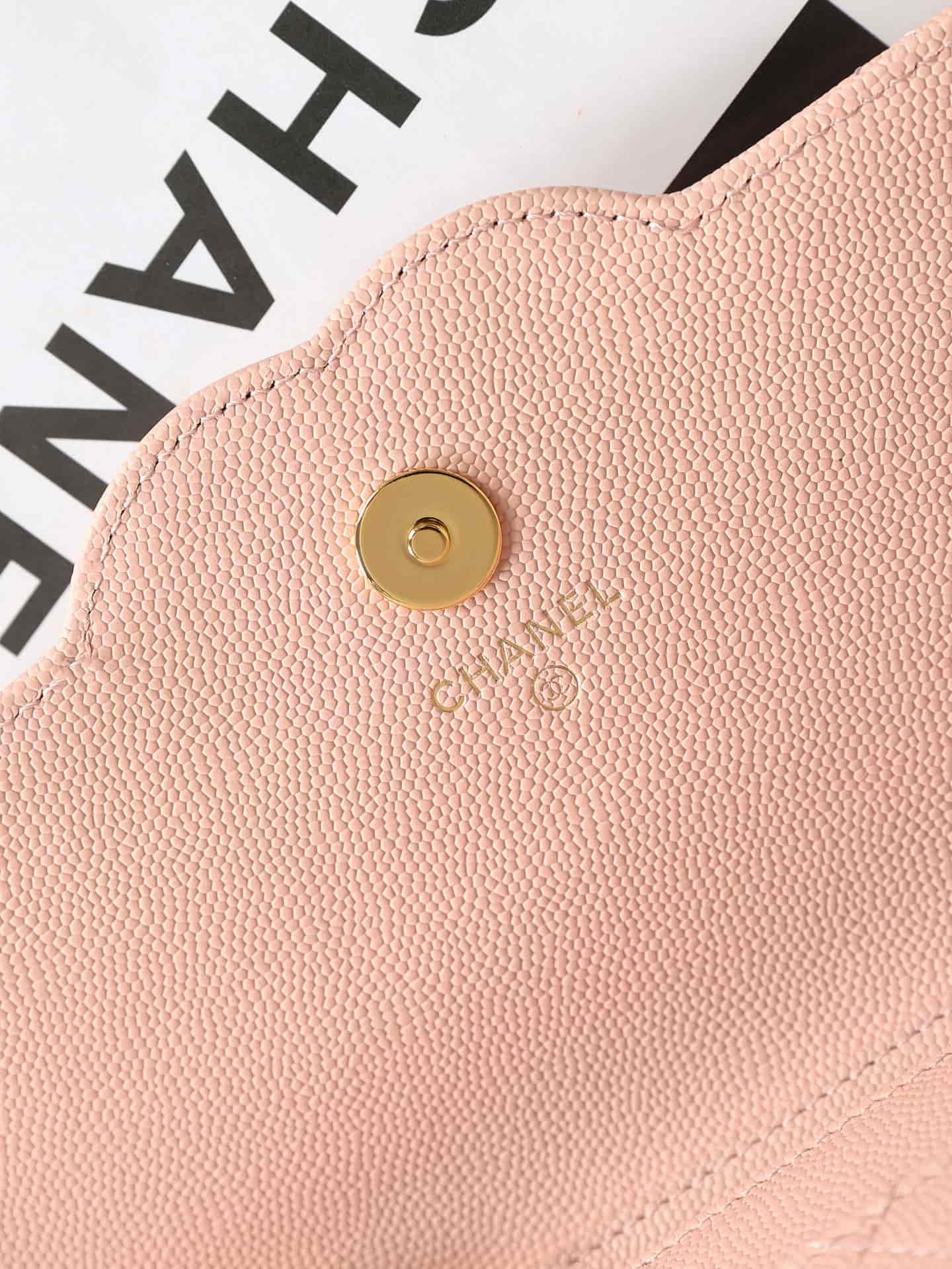 Chanel Wallet on Chain Shiny Grained Calfskin Lambskin & Gold-Tone Metal Pink AP5455 A