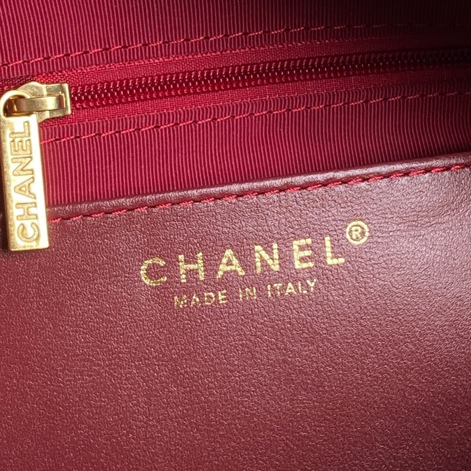 Chanel Maxi Camera Case Lambskin & Gold-Tone Metal Burgundy AS5187 A