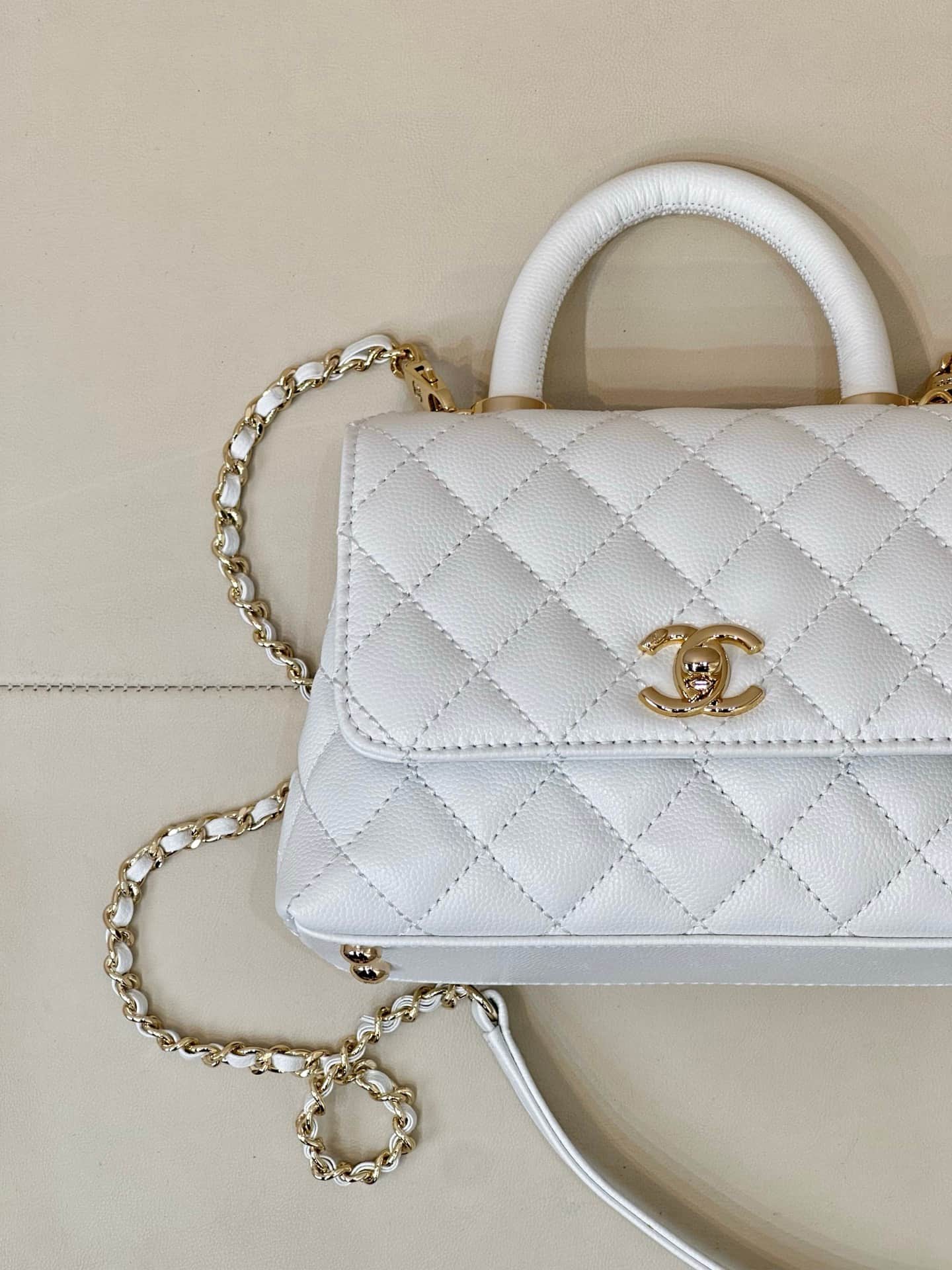 Chanel Mini Flap Bag with Top Handle Grained Calfskin & Gold-Tone Metal AS2215 TOP