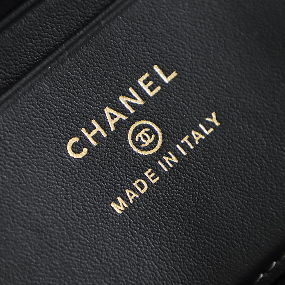 Chanel Small Vanity with chain Crocodile Embossed Calfskin& Gold-Tone Metal Black AS5195 A