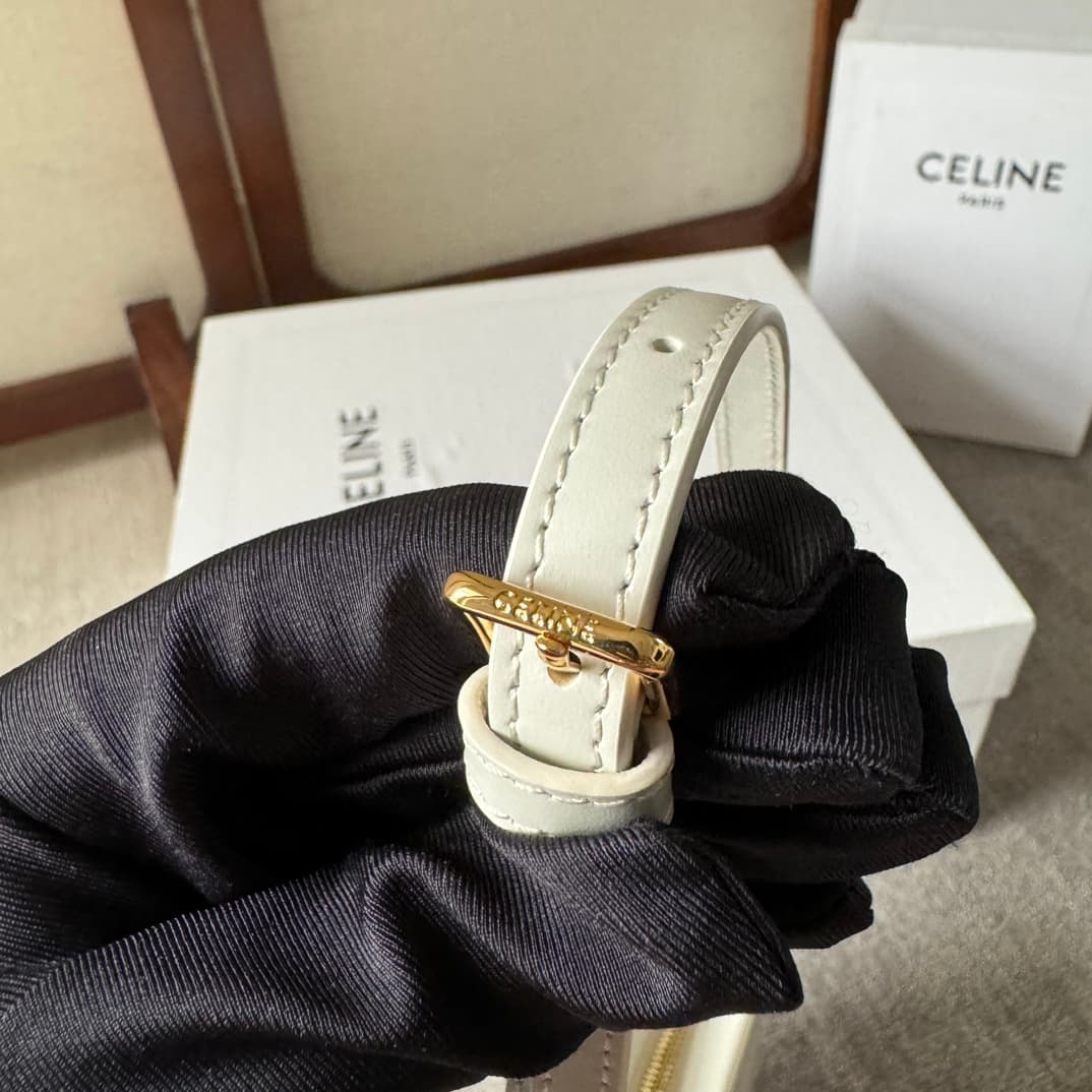 Celine Tilly Bag in White Shiny Calfskin High