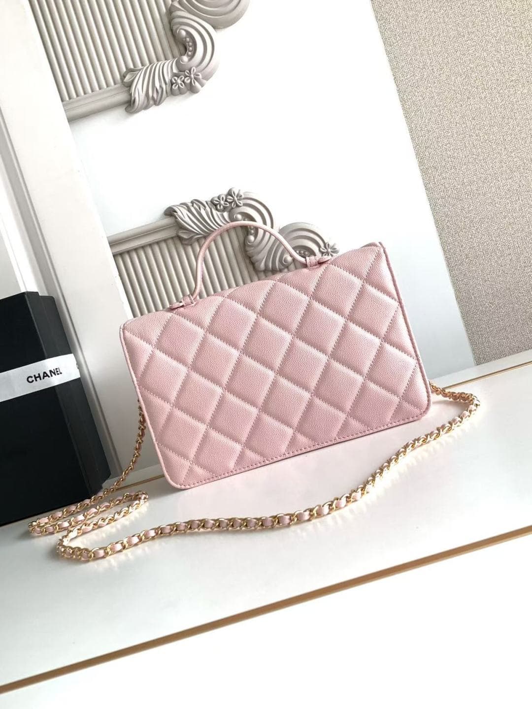 Chanel Wallet on chain Grained Calfskin & Gold-Tone Metal Pink AS6554 A
