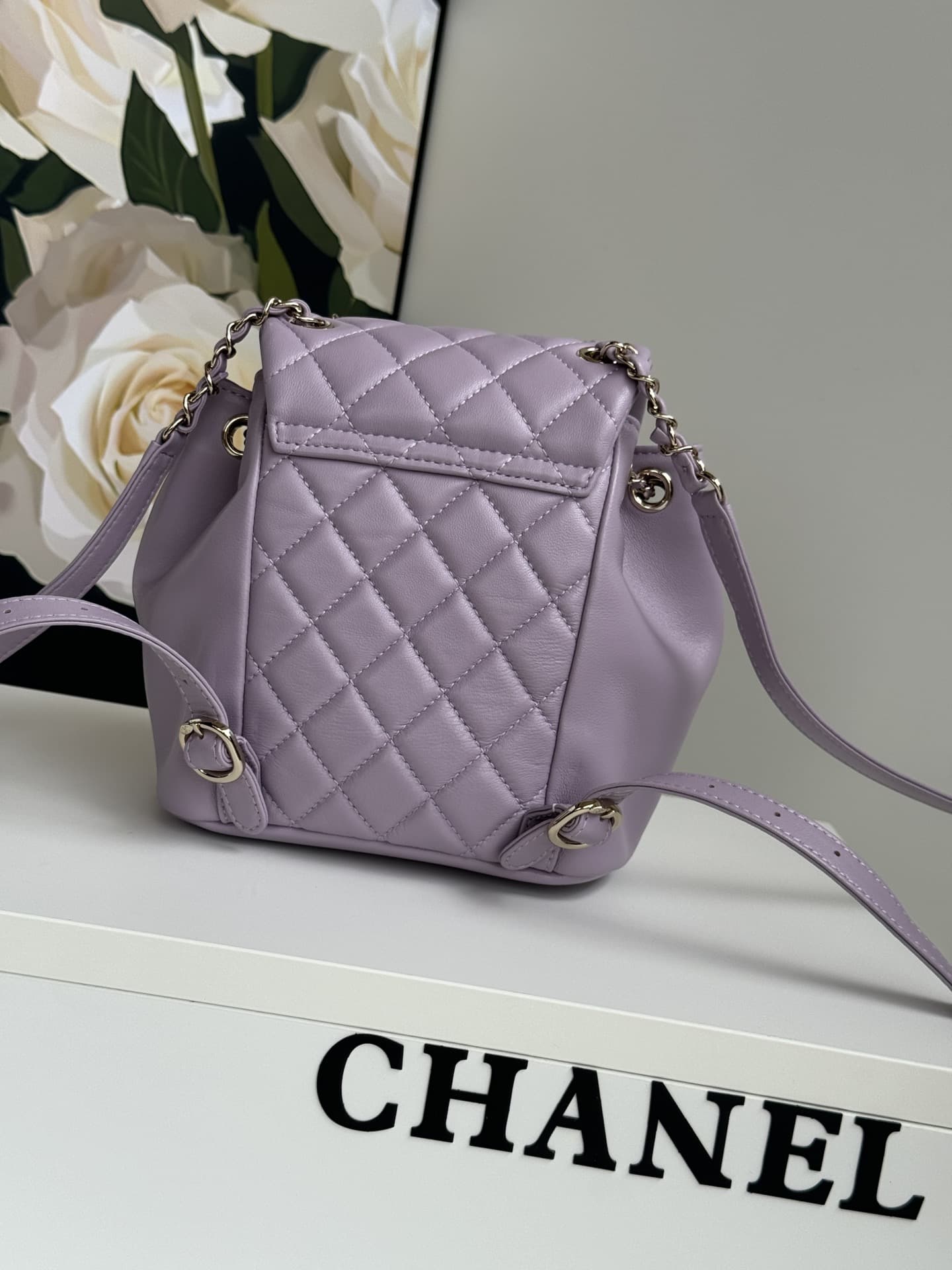 Chanel Small Quilted Duma Backpack Lambskin AS2908 Purple High