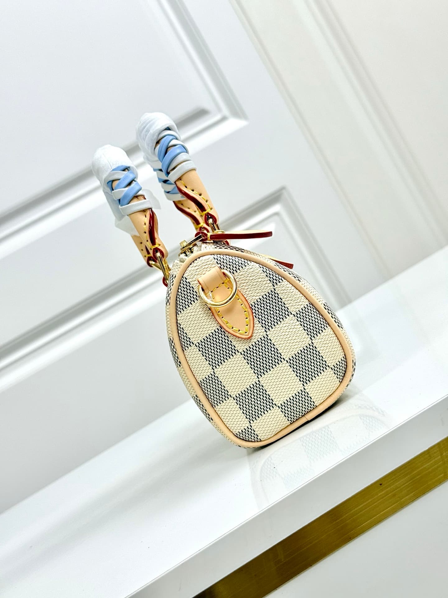 Louis Vuitton Nano Speedy Damier Azur/Olympus Blue/White Coated canvas N40918 High