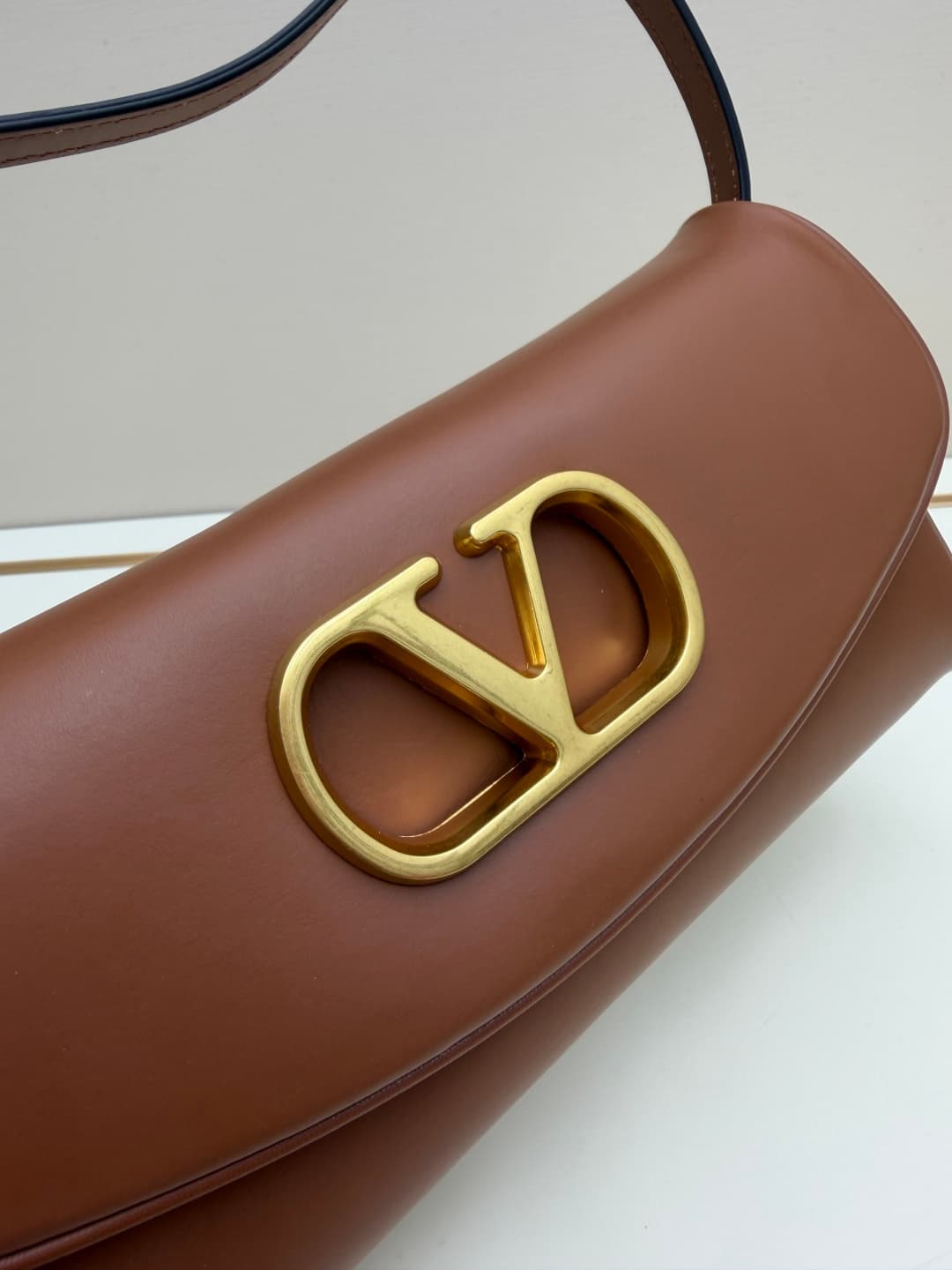 Valentino Garavani Devain Small Nappa Shoulder Bag Caramel High