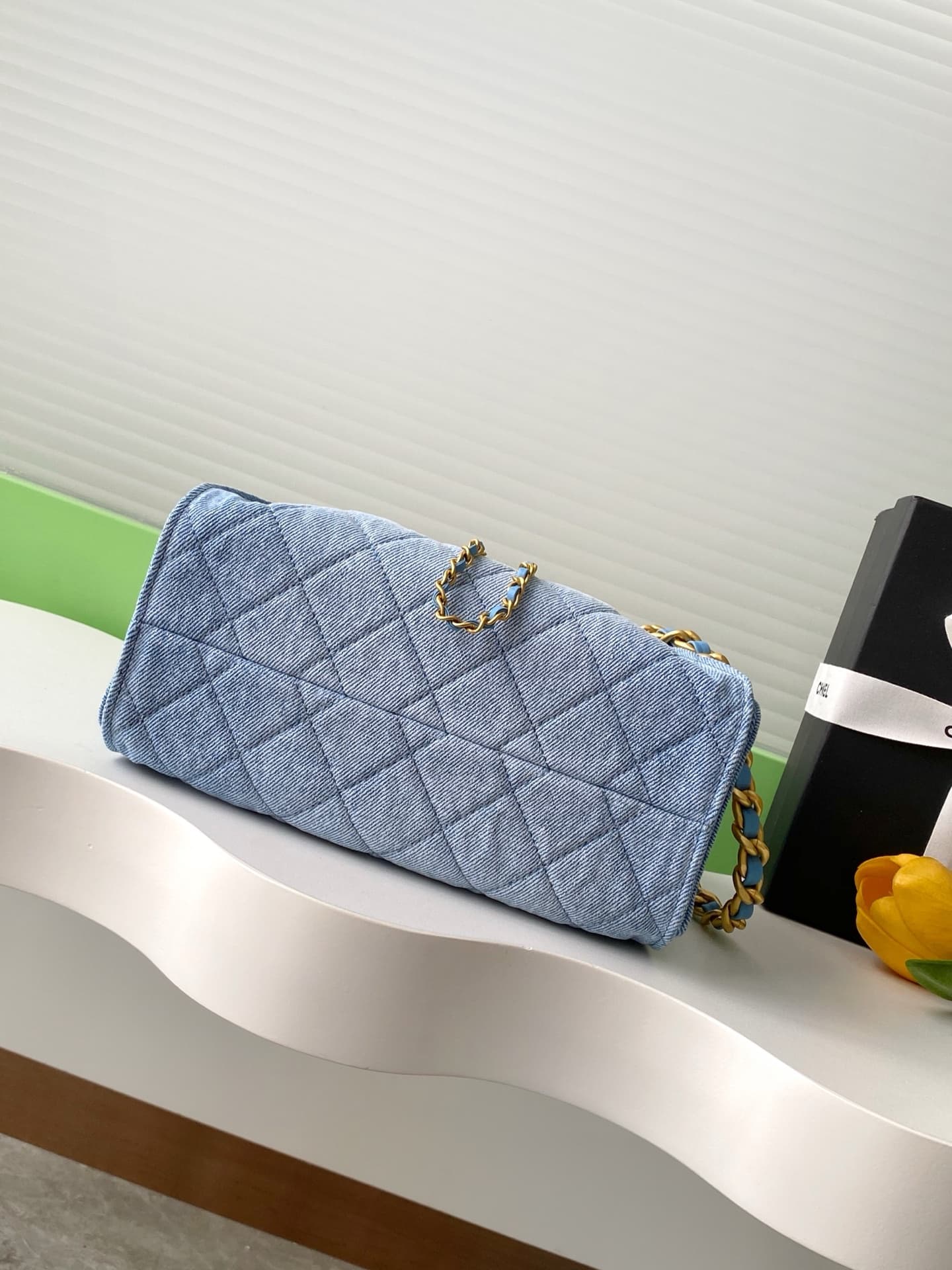 Chanel 25 Mini Hobo handbag AS5631 Denim & gold-tone metal Blue A