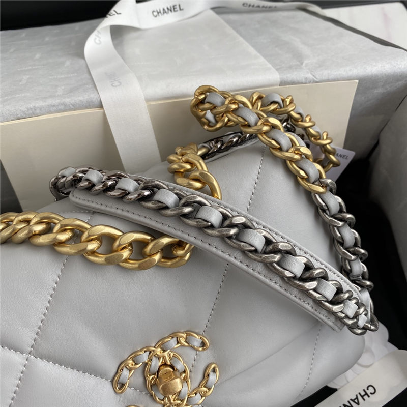 Chanel 19 Flap Bag Lambskin Grey High