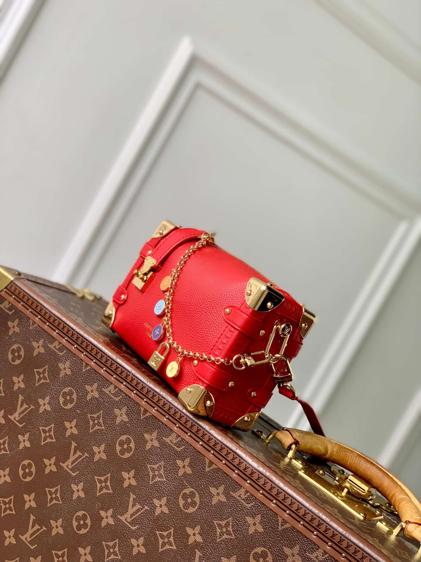 Louis Vuitton Side Trunk PM Sari Red Calf leather M28333 High