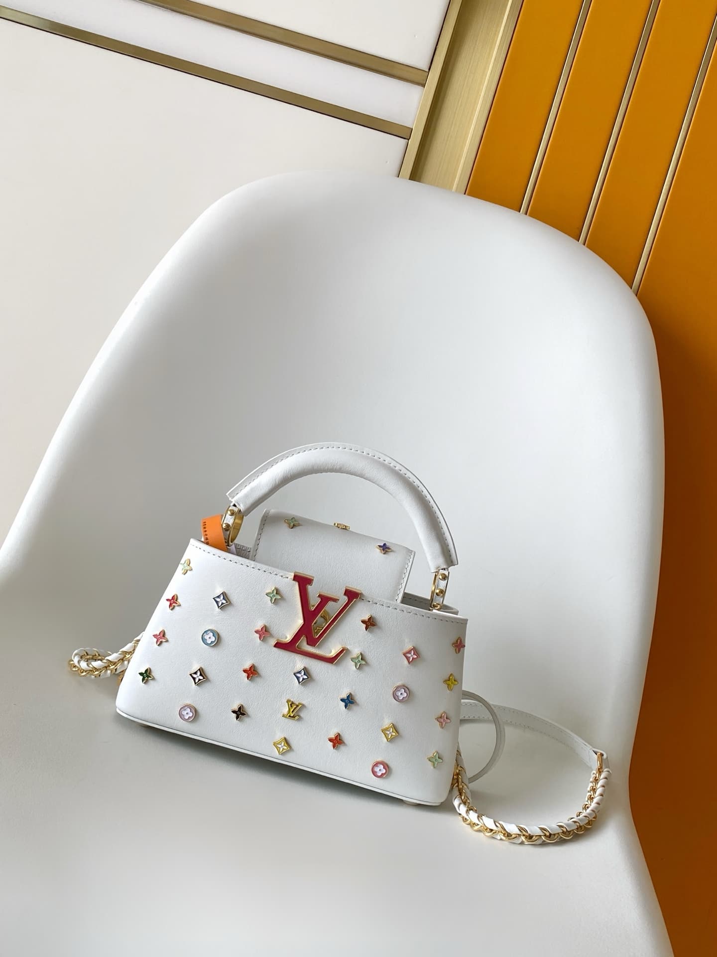 Louis Vuitton x TM Capucines East-West Mini Snow Cowhide leather M27636 TOP