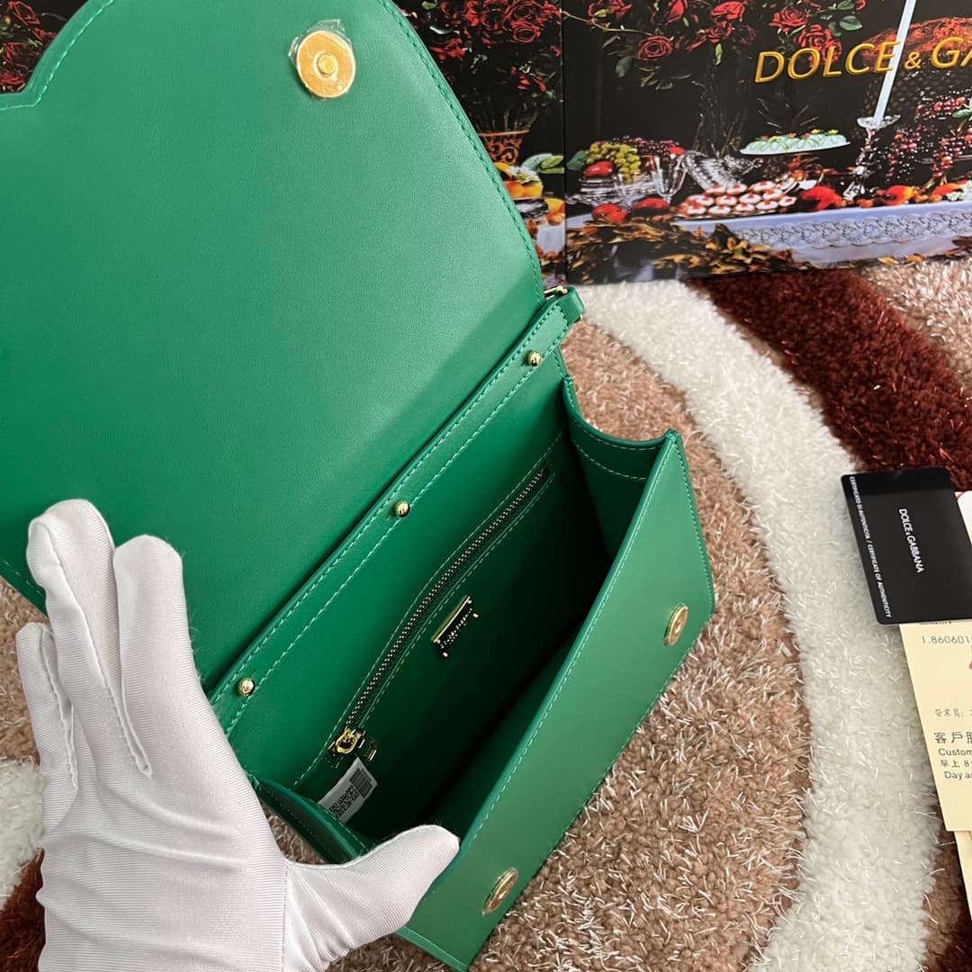 Dolce & Gabbana Green calf leather DG Logo crossbody bag high