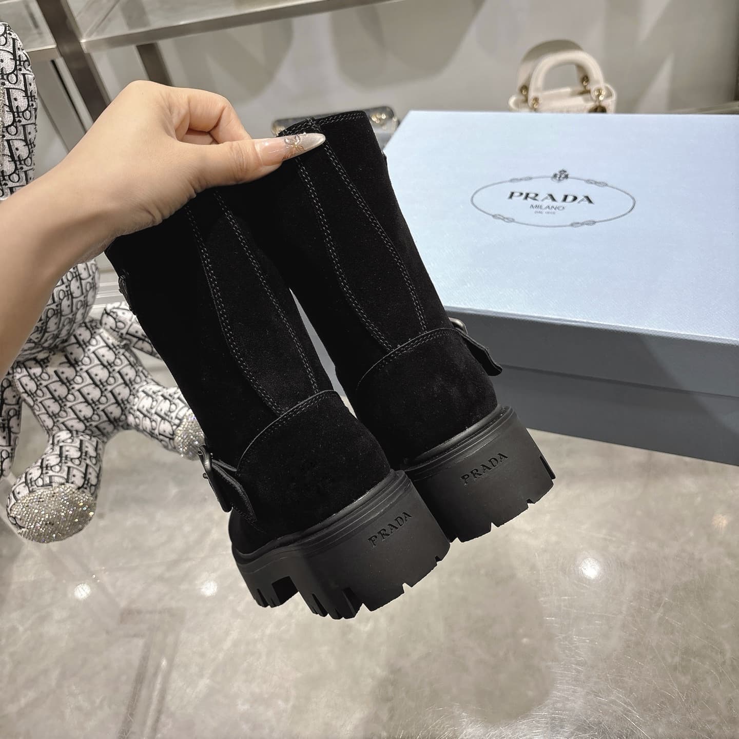 Prada Cocoa Brown Leather Boots Shoes Women
