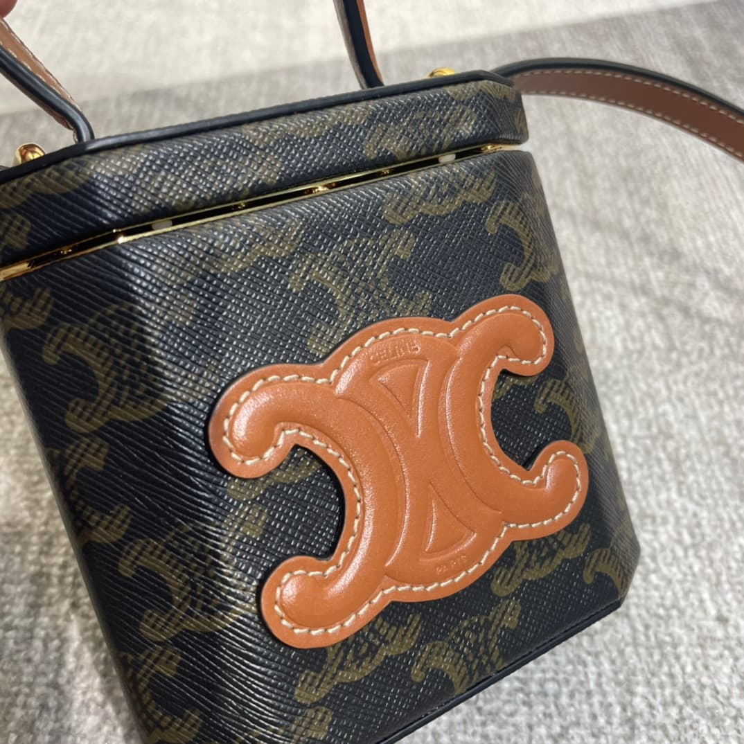 Celine LOCK Cuir Triomphe Box in Canvas and Calfskin High