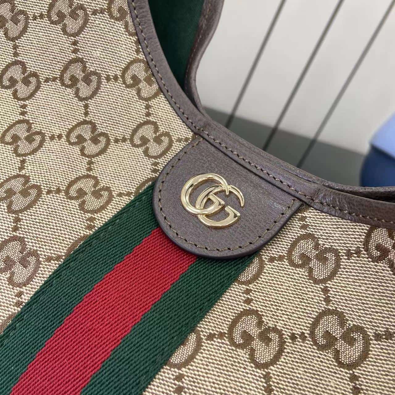 Gucci Giglio large tote bag beige and brown GG canvas 853971 High