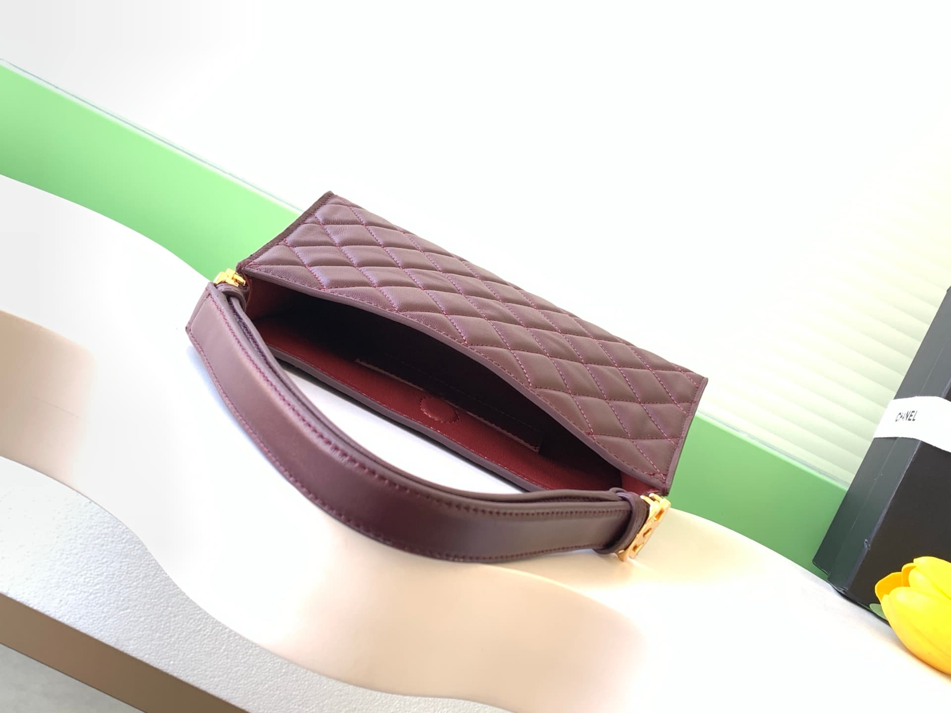 Chanel evening bag AS6045 lambskin & gold-tone metal brown high
