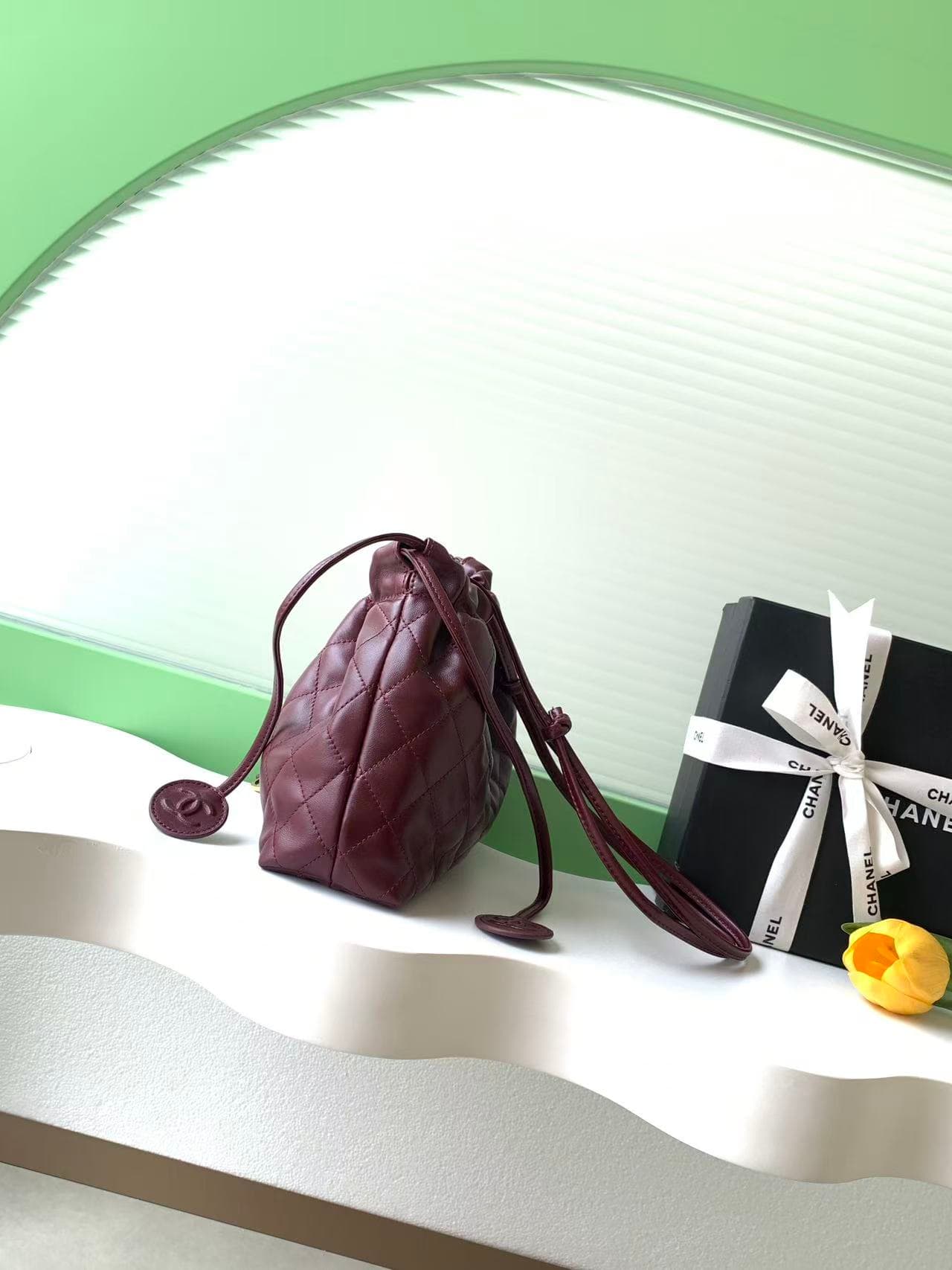 Chanel Clutch with Leather Strap Quilted Leather & Gold-tone Metal AP5227 Burgundy A