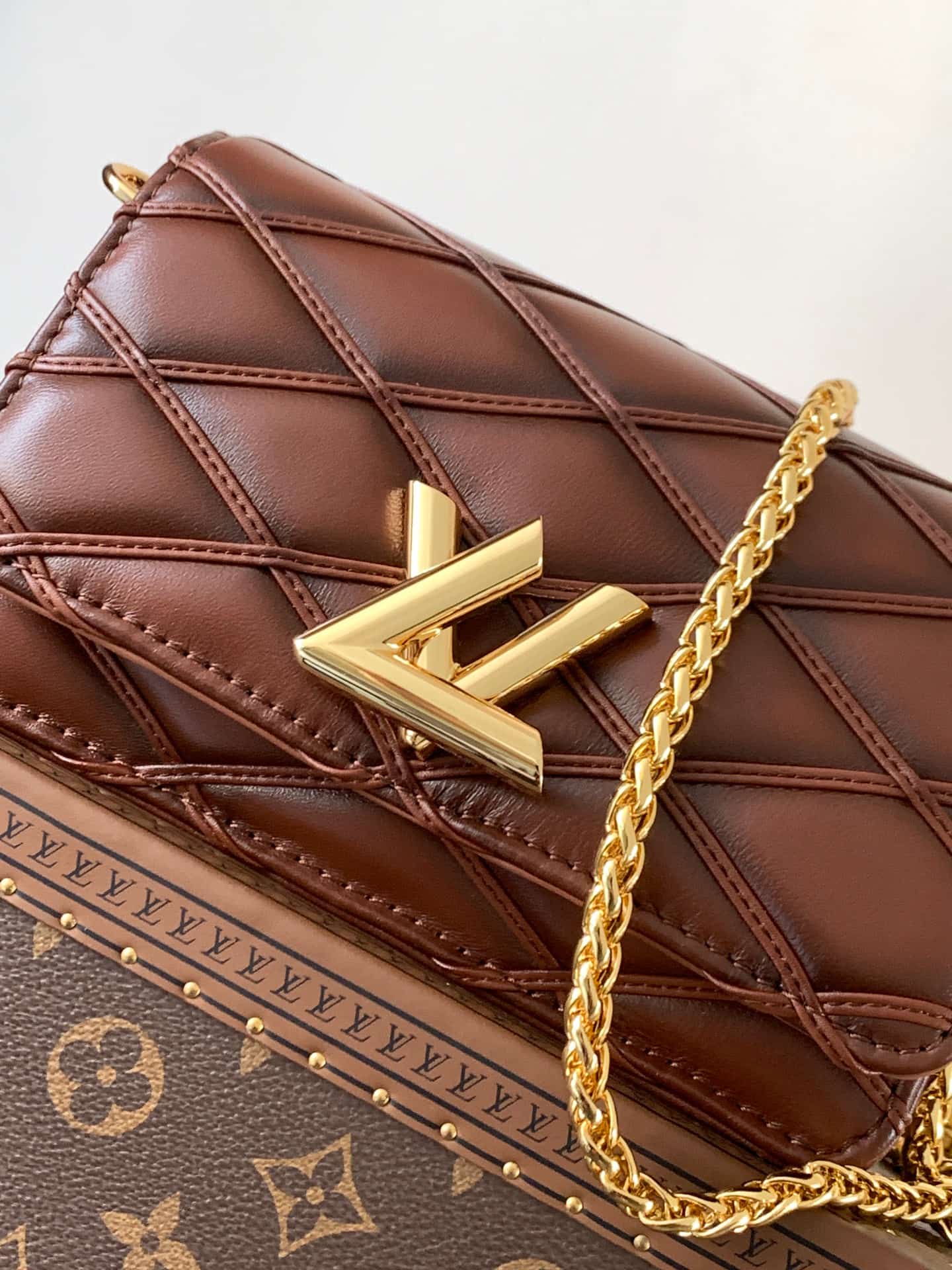 Louis Vuitton Wallet On Chain GO-14 Tan Lambskin leather M13841 High