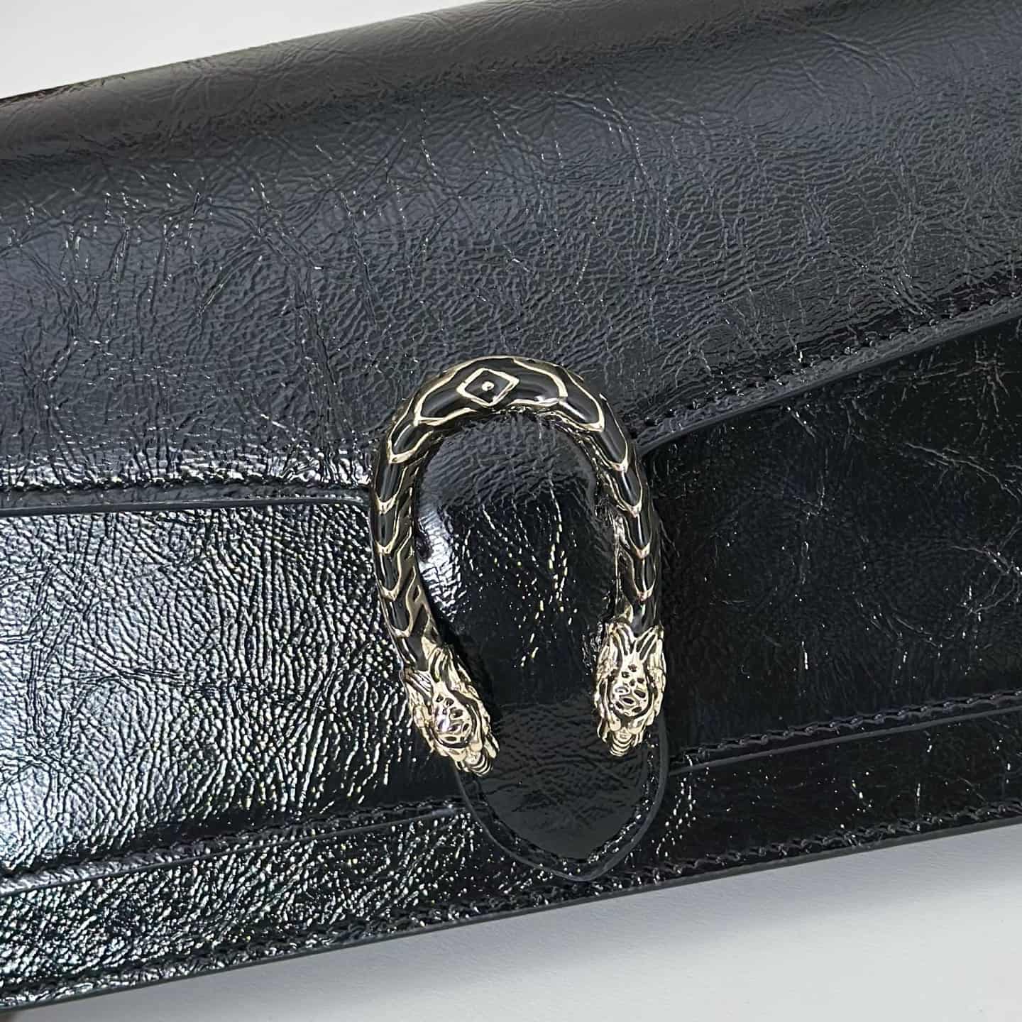DIONYSUS WALLET ON CHAIN 837374 Black leather High