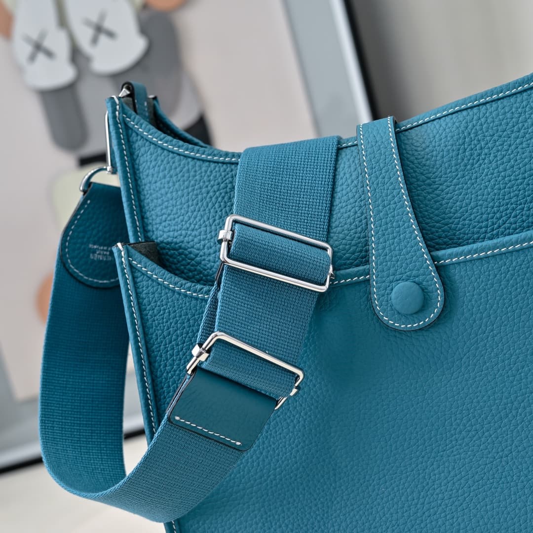 Hermes Evelyne III PM Bag Clemence Leather In Blue High