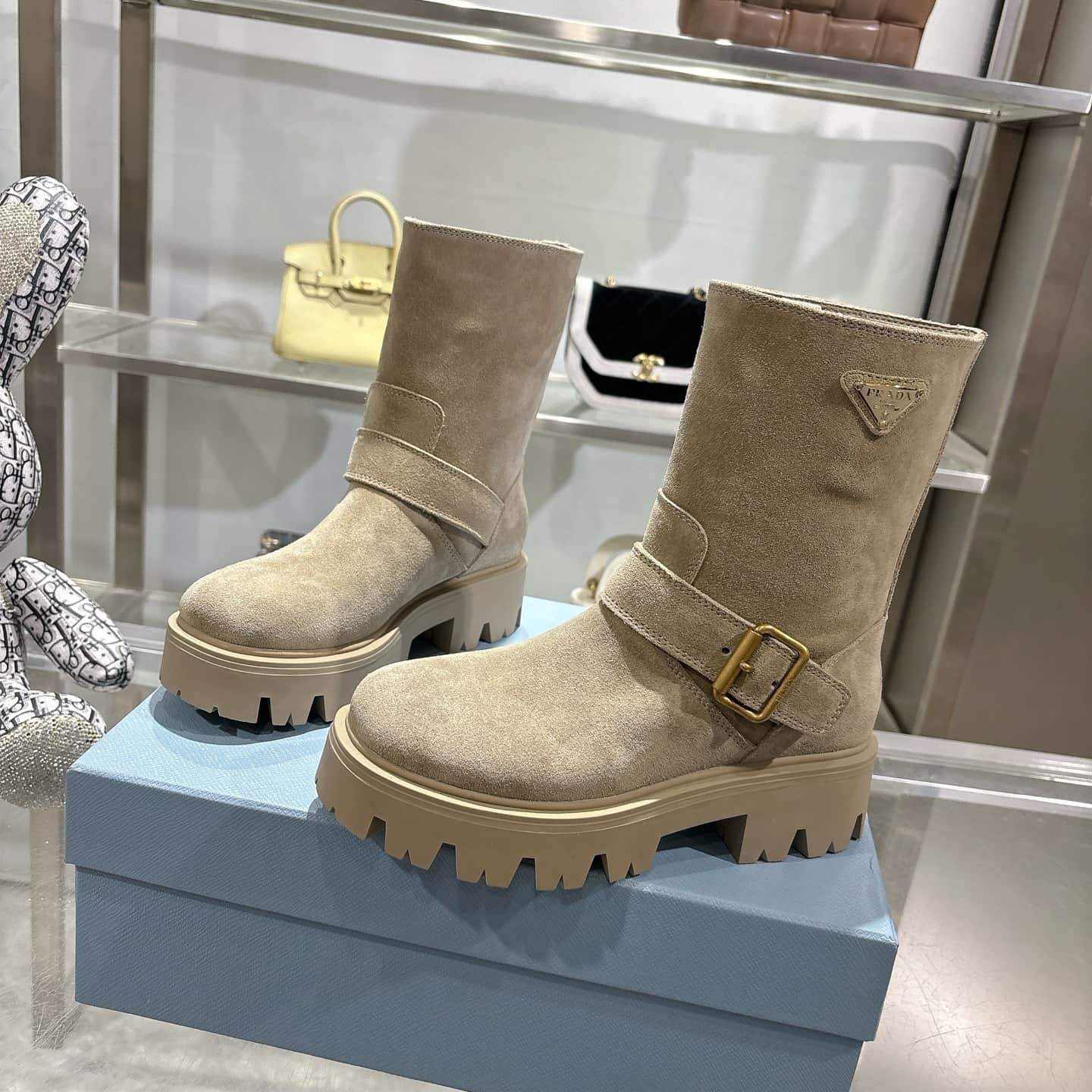 Prada Cocoa Brown Leather Boots Shoes Women