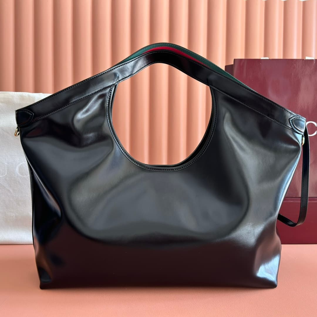 Gucci Giglio large tote bag Black soft glossy leather ‎853971 High