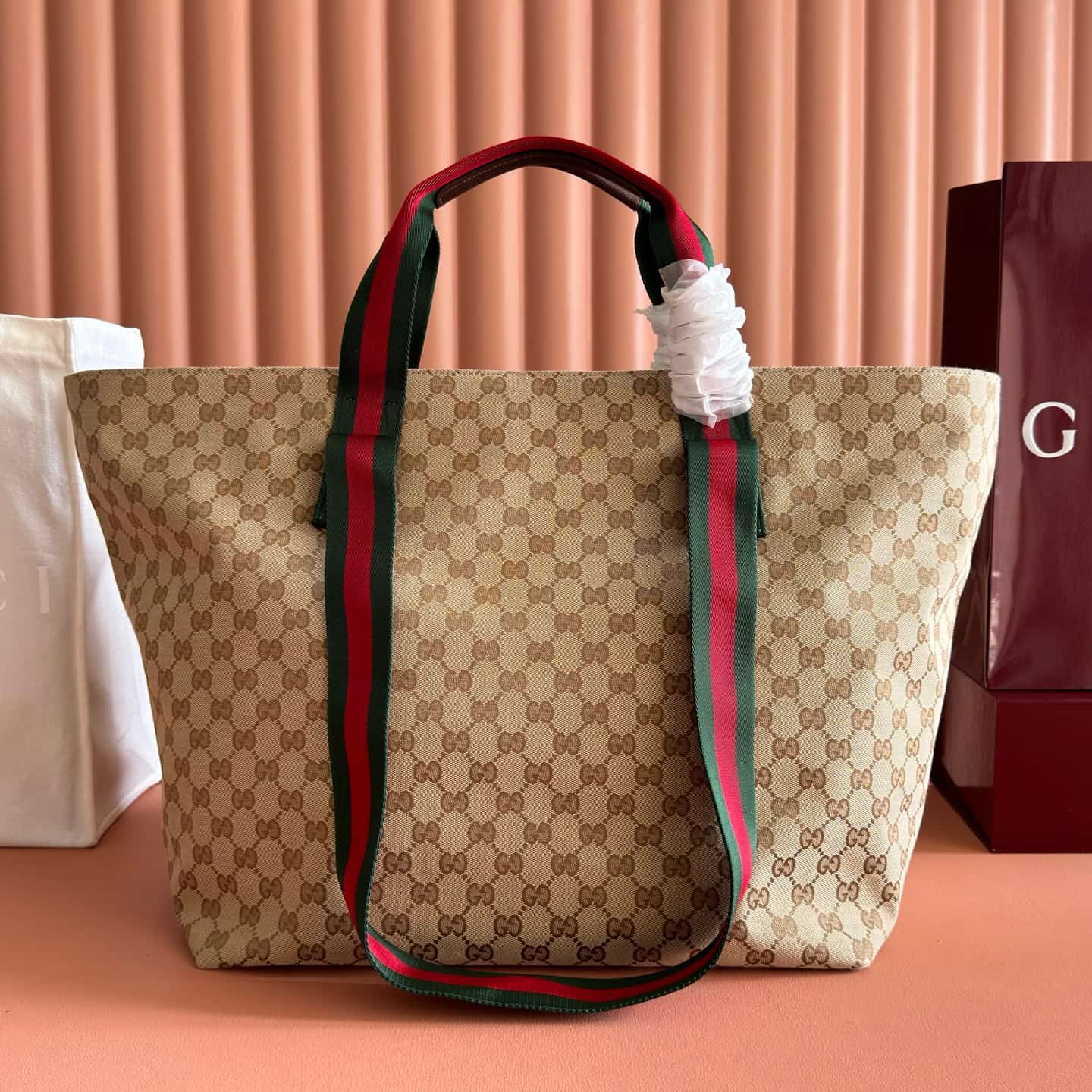 Gucci GG medium tote bag Sand and dark brown GG canvas ‎875929 High