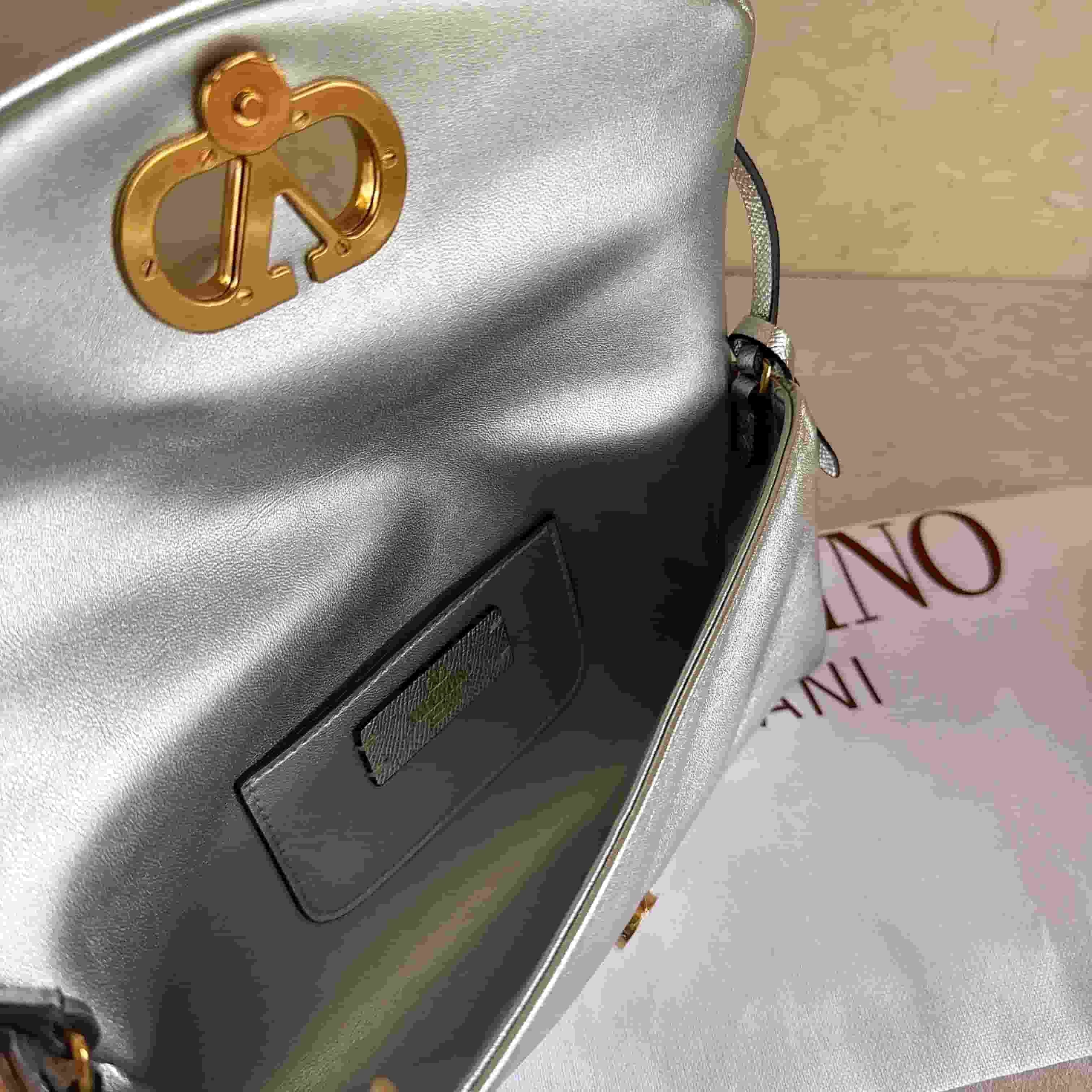 Valentino Garavani DeVain Small Shoulder Bag in Laminated Nappa Leather High