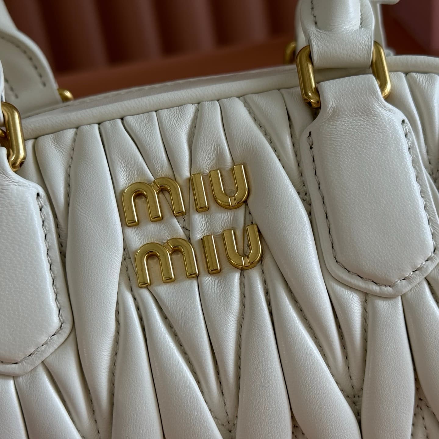 Miu Miu Arcadie Matelassé nappa leather bag White 5BB191 TOP